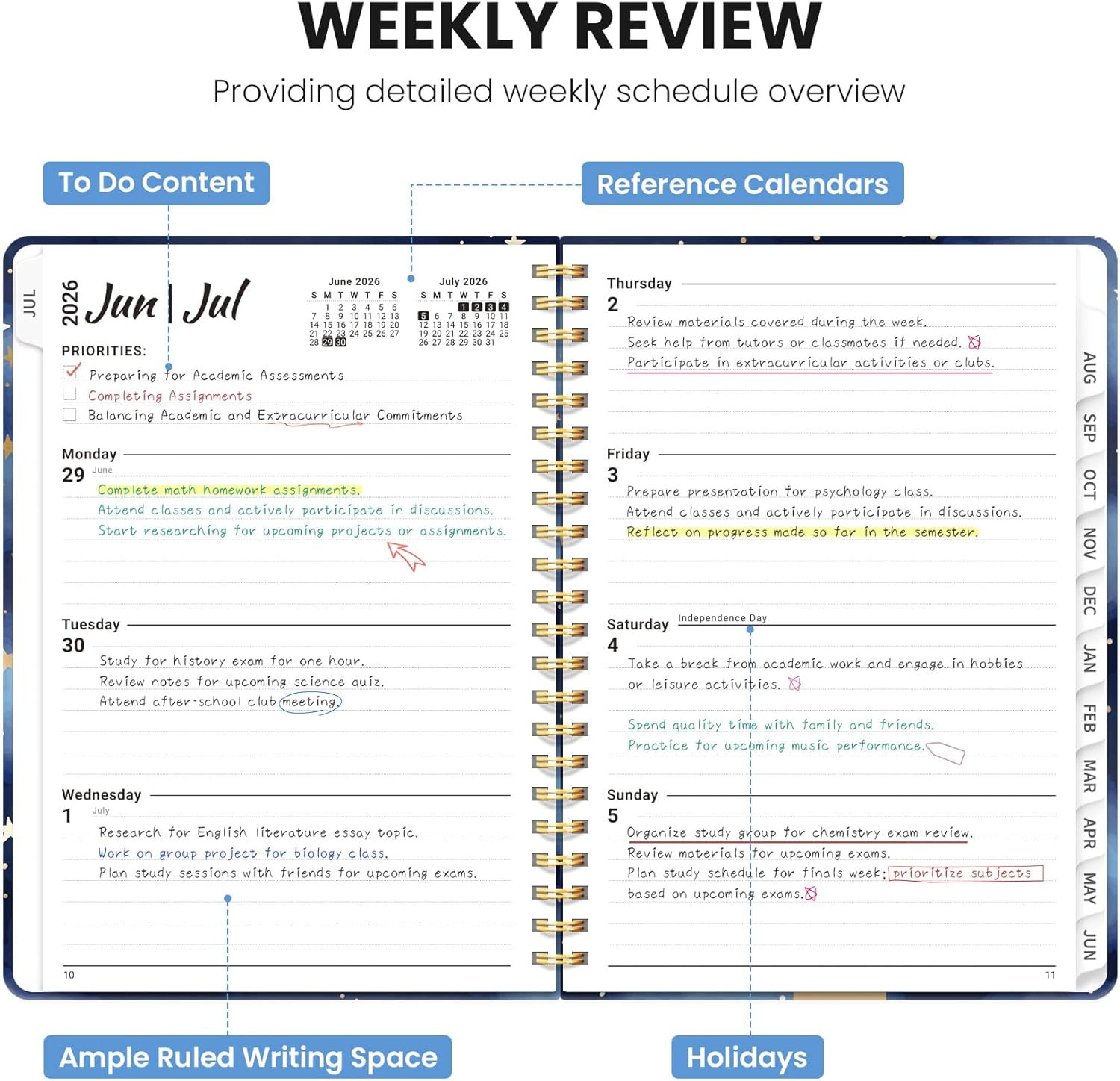 Planner 2026-2027, Monthly and Weekly Academic Planner July 2026 – June 2027,…