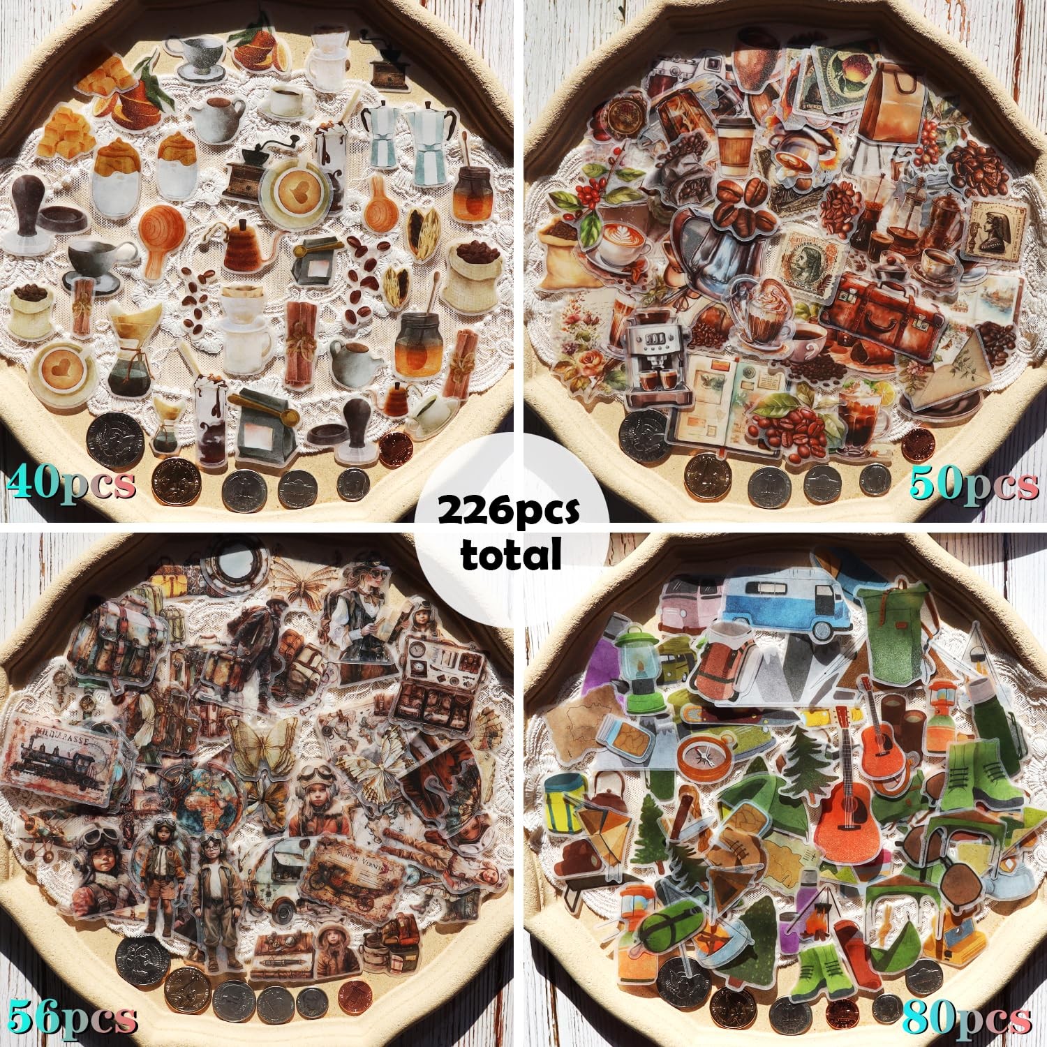 Clear Stickers for Scrapbooking Journaling Vintage Junk Journal Supplies Tran…