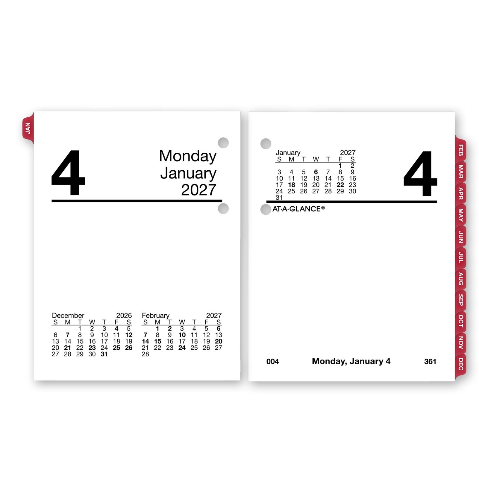 2026 At-A-Glance E919-50 Compact Daily Calendar Refill with Tabs, 3 x 3-3/4″