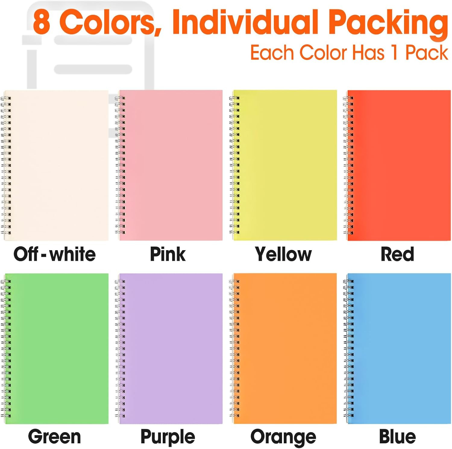 8 Pack Lined Spiral Journal Notebook, Premium A5 Soft Paper Cover (5.5″ X 8.3″),
