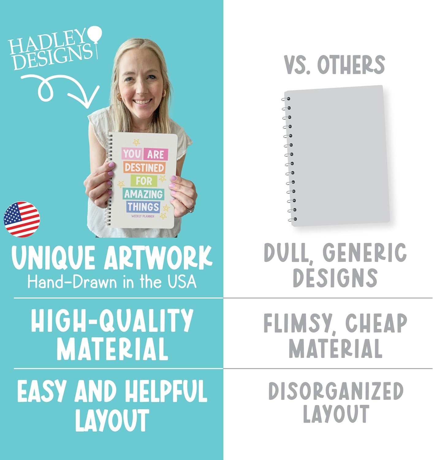 Undated Planner Weekly and Monthly – Spiral Undated Weekly Planner for Kids & Ad