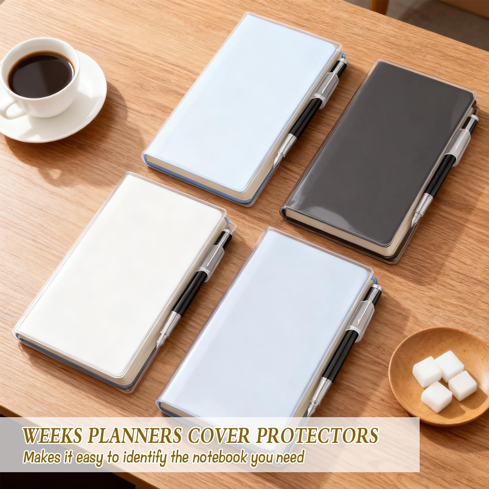 4-Pack Weekly Planner Cover Protectors – 8”x7.6” Waterproof Clear Sleeves