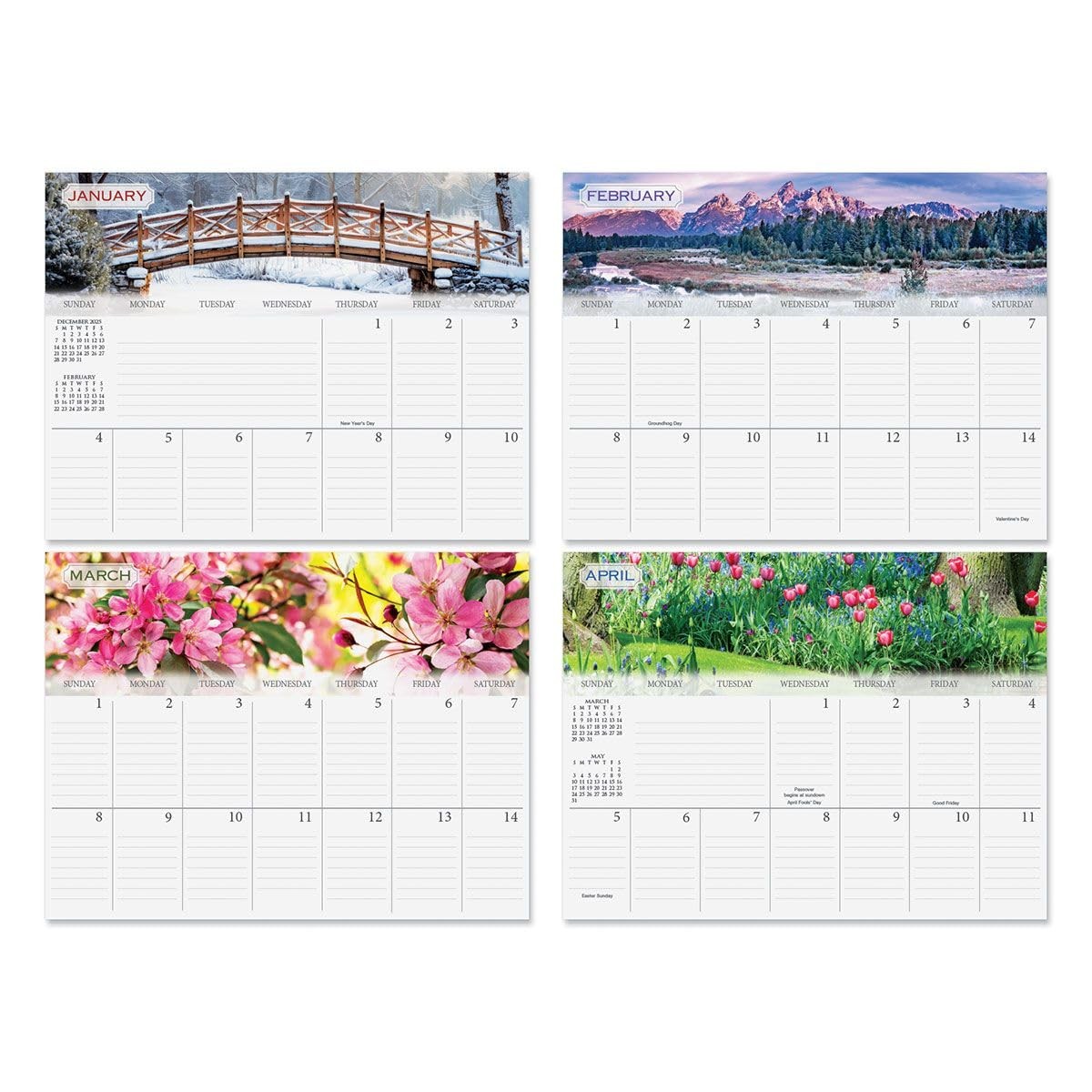 2026 Seasons Big Grid Wall Calendar, 12-Inch x 9-Inch Size 2026