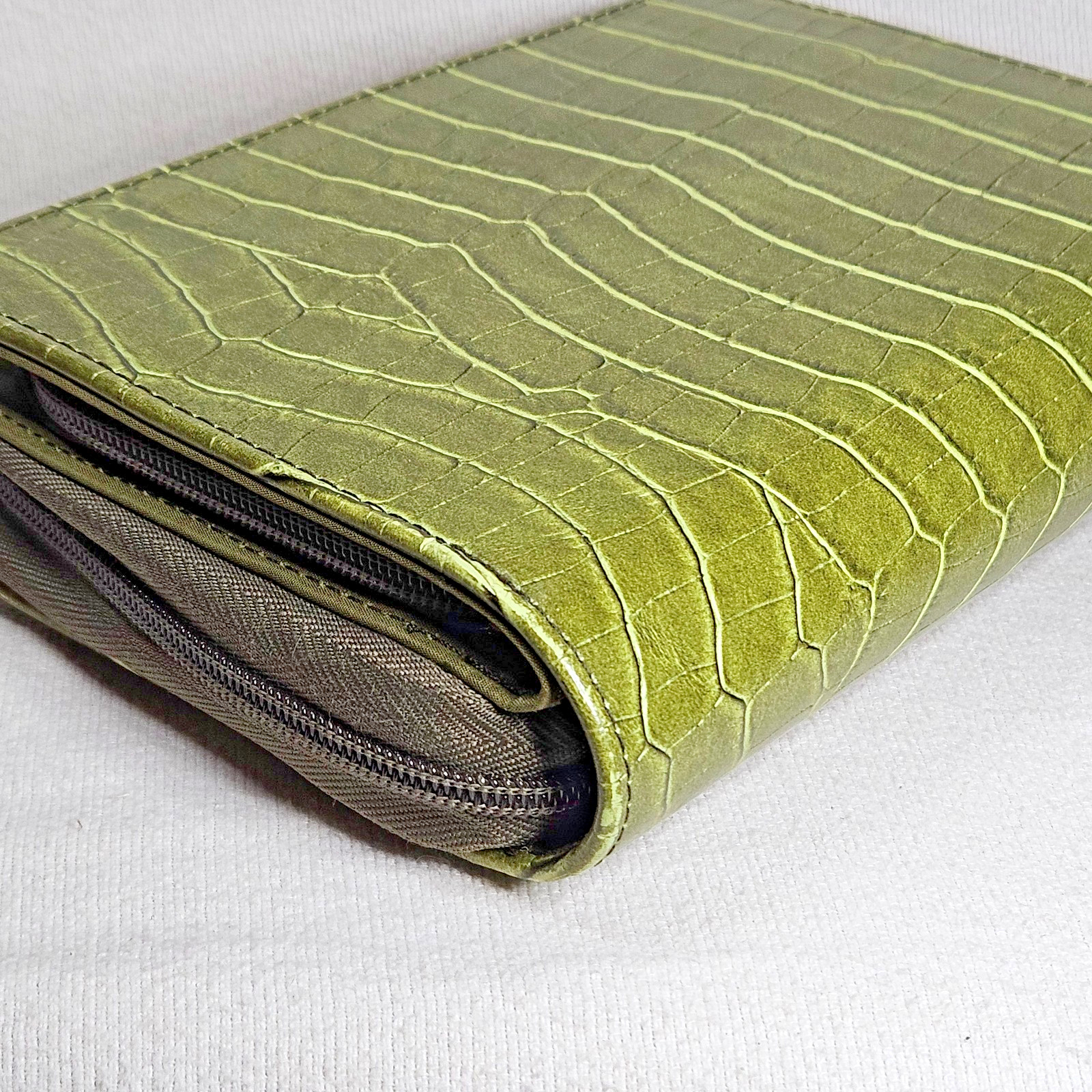 Mundi Mundex Day Planner Organizer Faux Croc Green Double Zip Agenda Unused