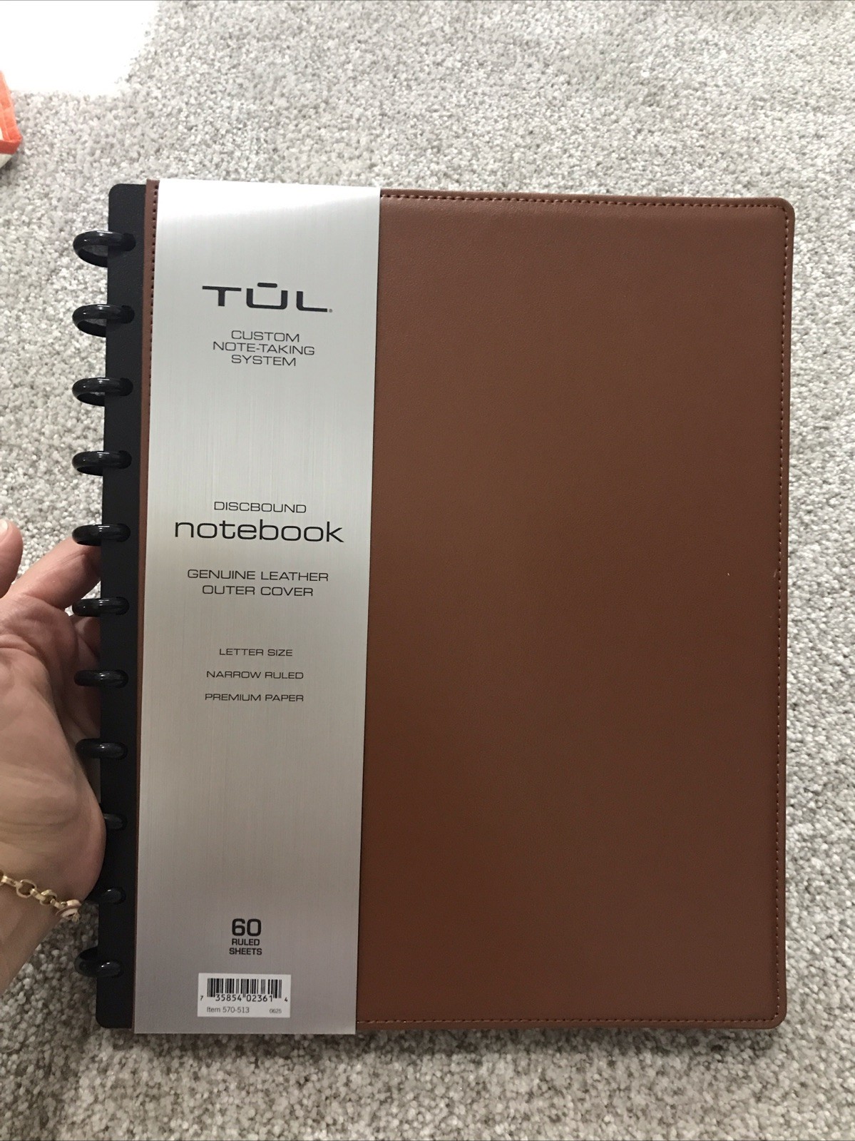 TUL Custom Note-Taking System Discbound Leather Notebook, Letter Size, Brown