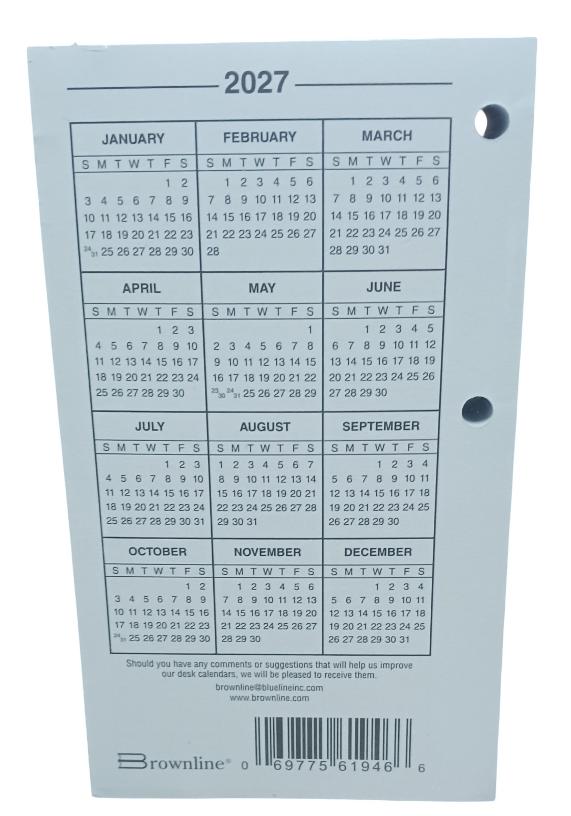 2024 Brownline C2R Jumbo Calendar Home Office Calendars Pad Refill 6″ x 3-1/2″