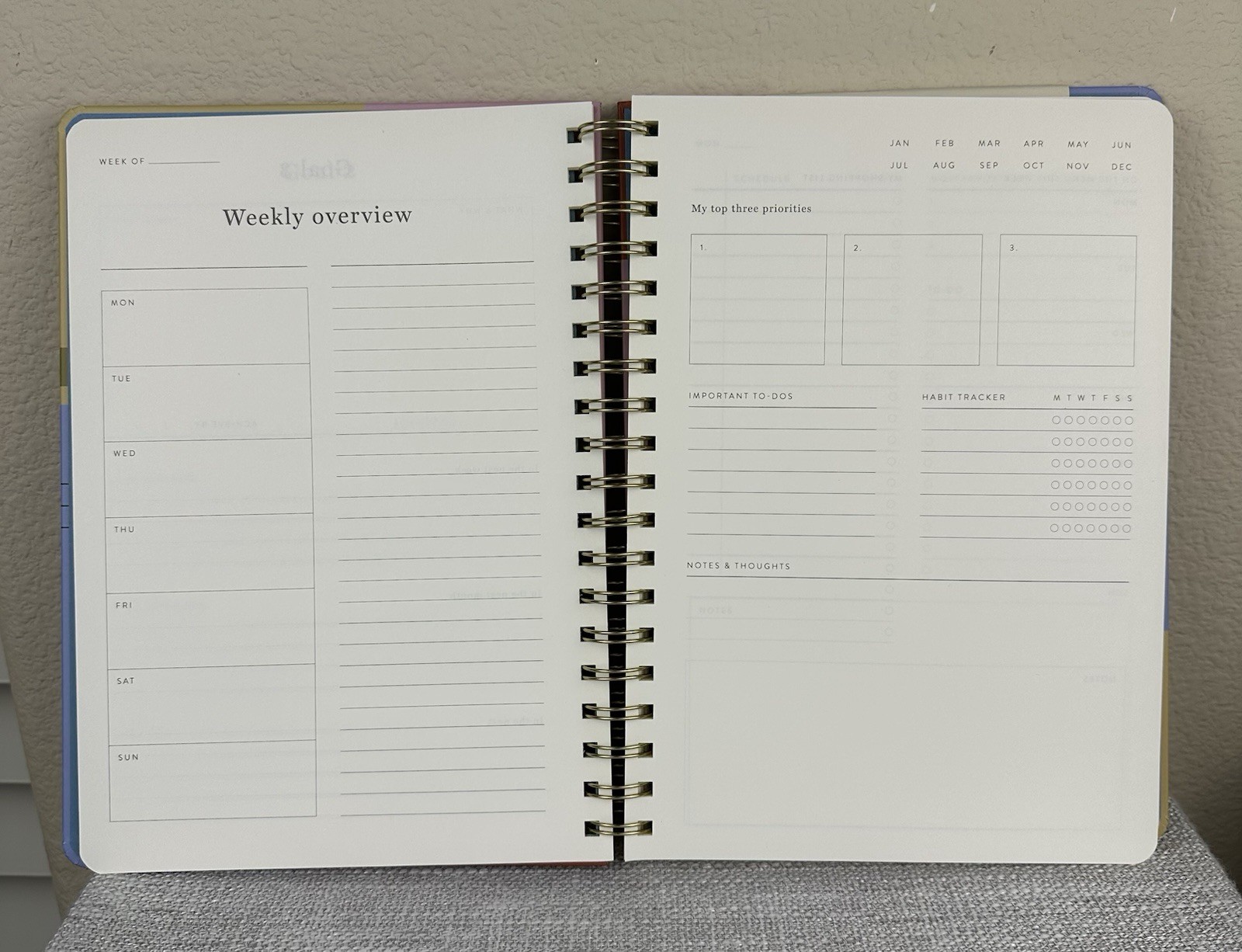 Papier Productivity Planner Spiral Bound Undated Hardcover 7″ x 10″ 12 Weeks