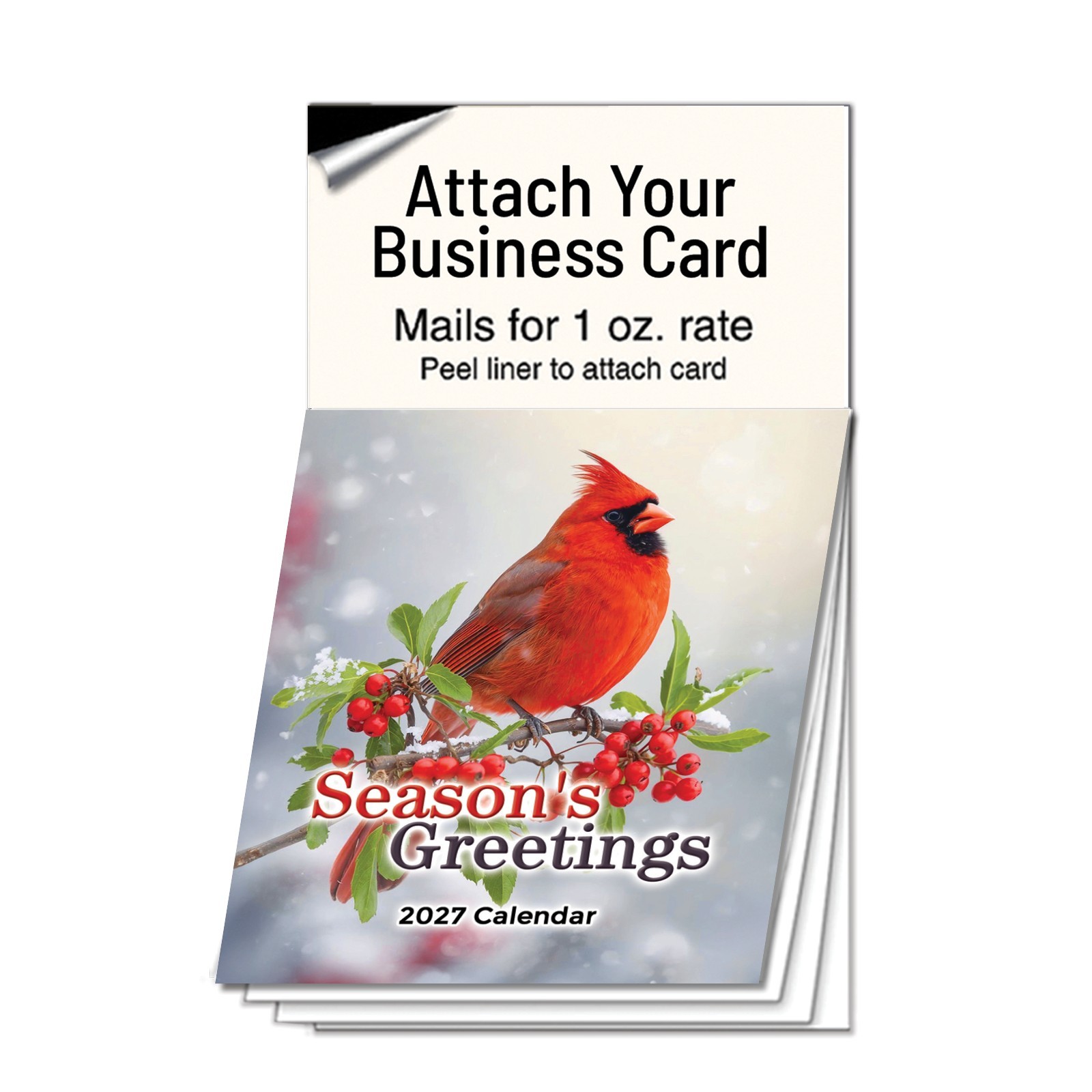 2027 Magnetic Calendar for Realtors Custom Winter Cardinal Holiday Design RC602