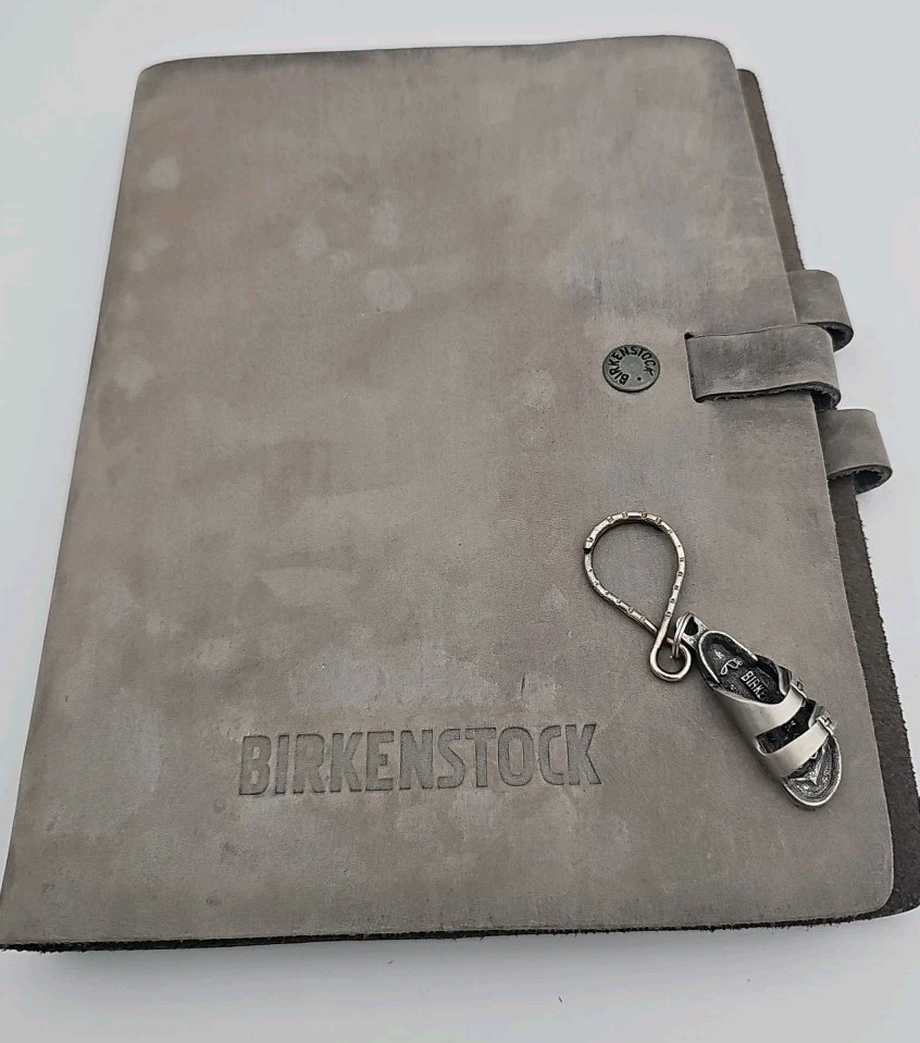 Birenstock Grey Leather Planner/Paper/Journal 9 1/2″x7″ Refillable And Keychain