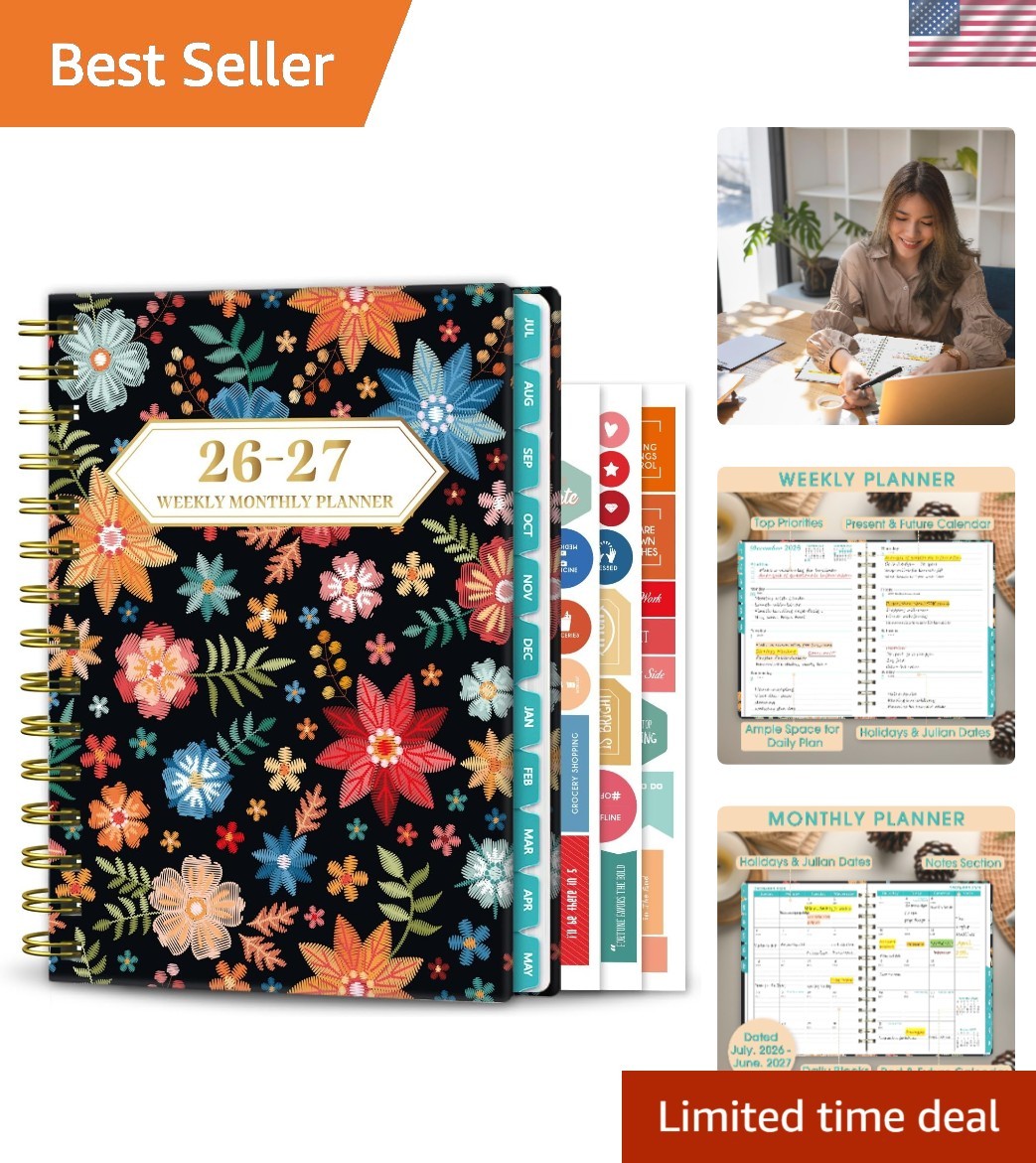 2026-2027 Planning Made Easy – Organizer with Stickers & Inner Pocket, 144 Pages