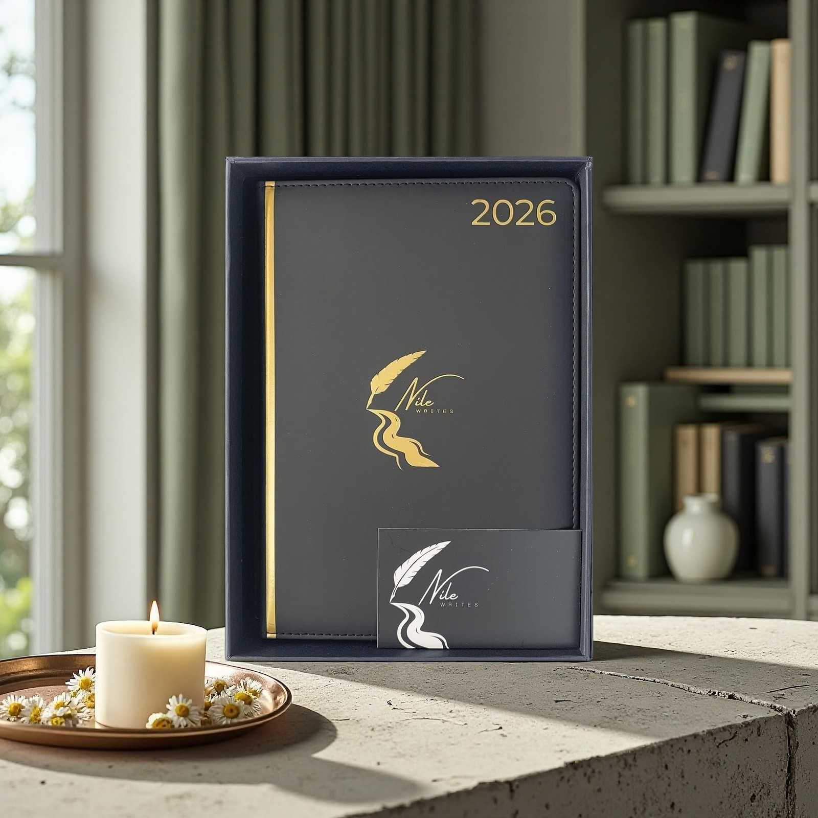 NILE WRITES 2026 Diary : A5 PU Leather 2026 Planner & Journal with A5, Black