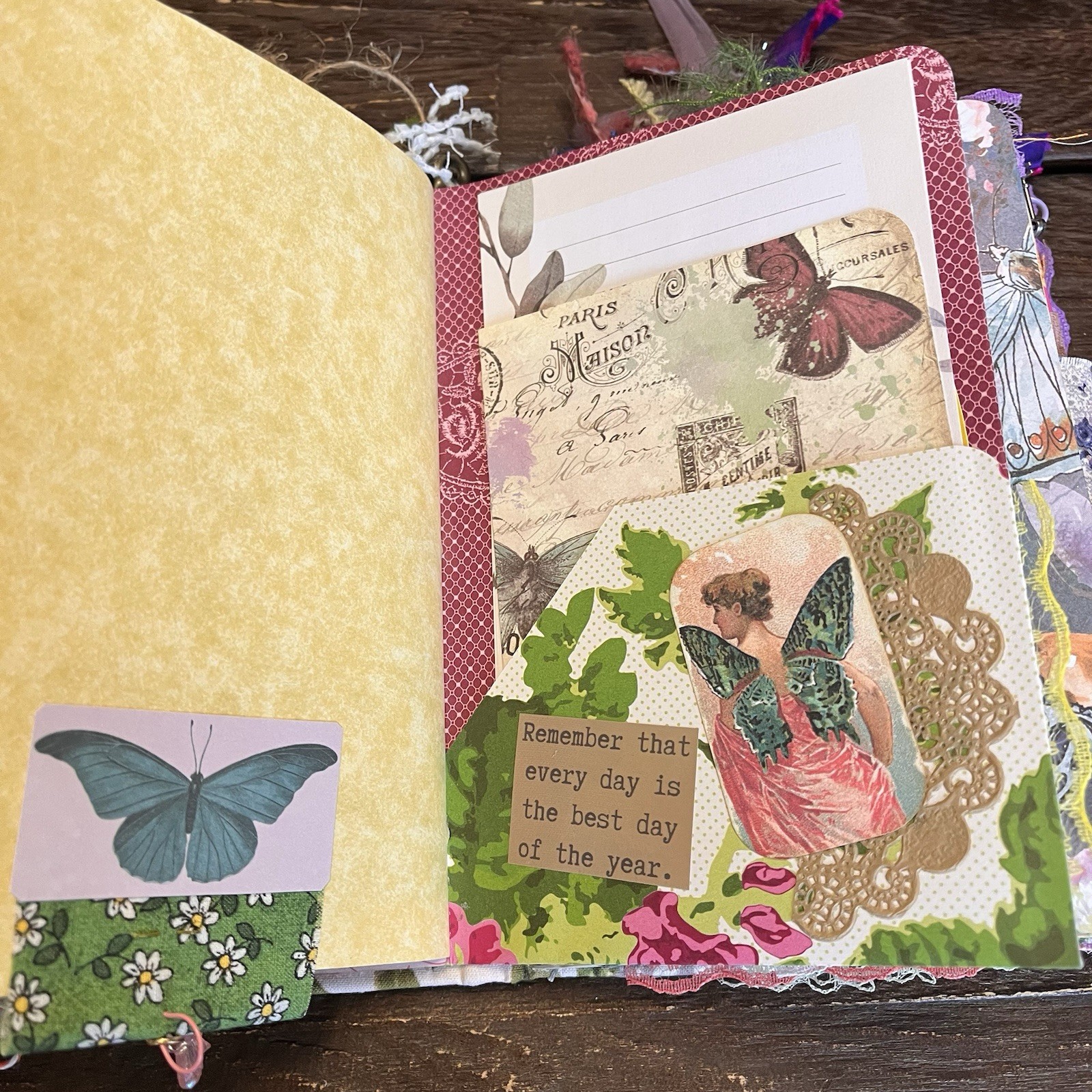 Butterfly Junk Journal Faith Floral Nature Flowers Softcover Decorated 3 Sig