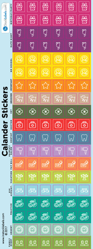 Planner Calendar Reminder Stickers | 1/2″ Inch Square | 10 Sheets – 1140 Total