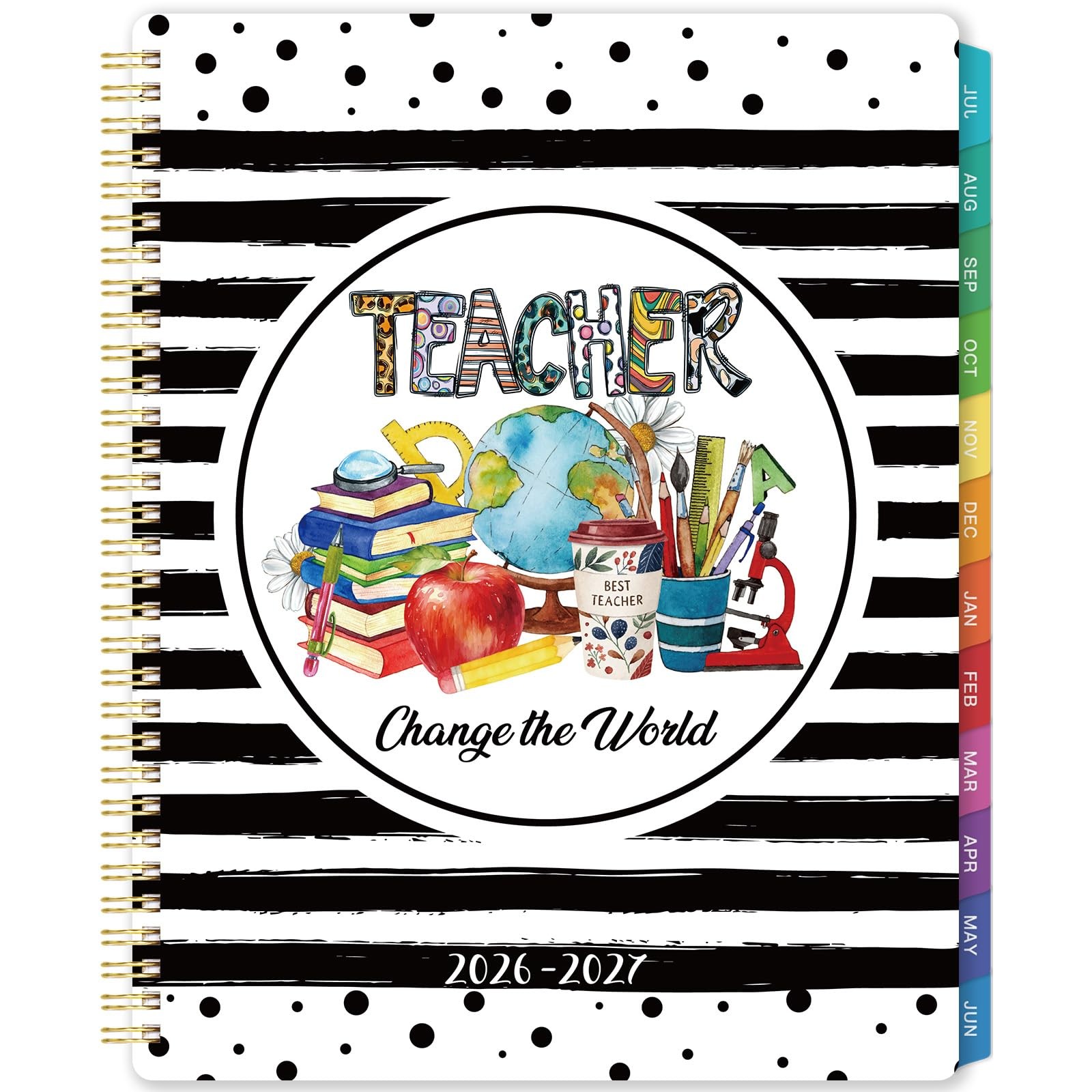 2026-2027 Teacher Planner, July 2026 – June 2027, 8.5″ x 11″, Multicolored