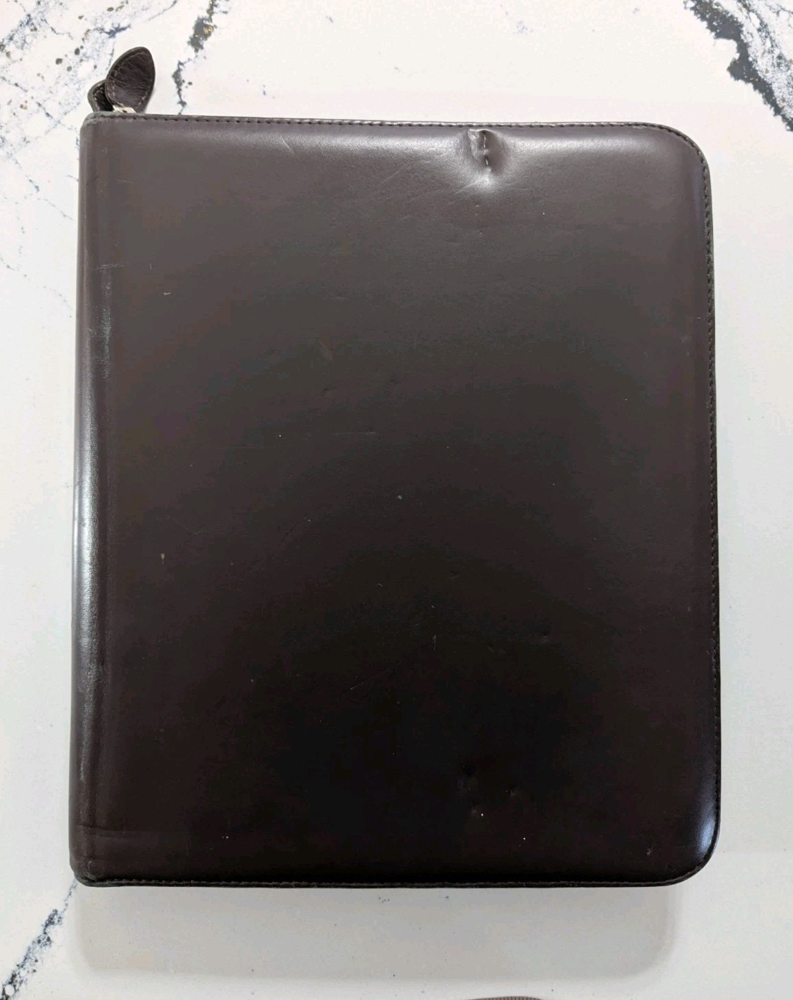 Vintage Day Timer Planner Classic 7-Ring Organizer Zip Brown Leather Folio