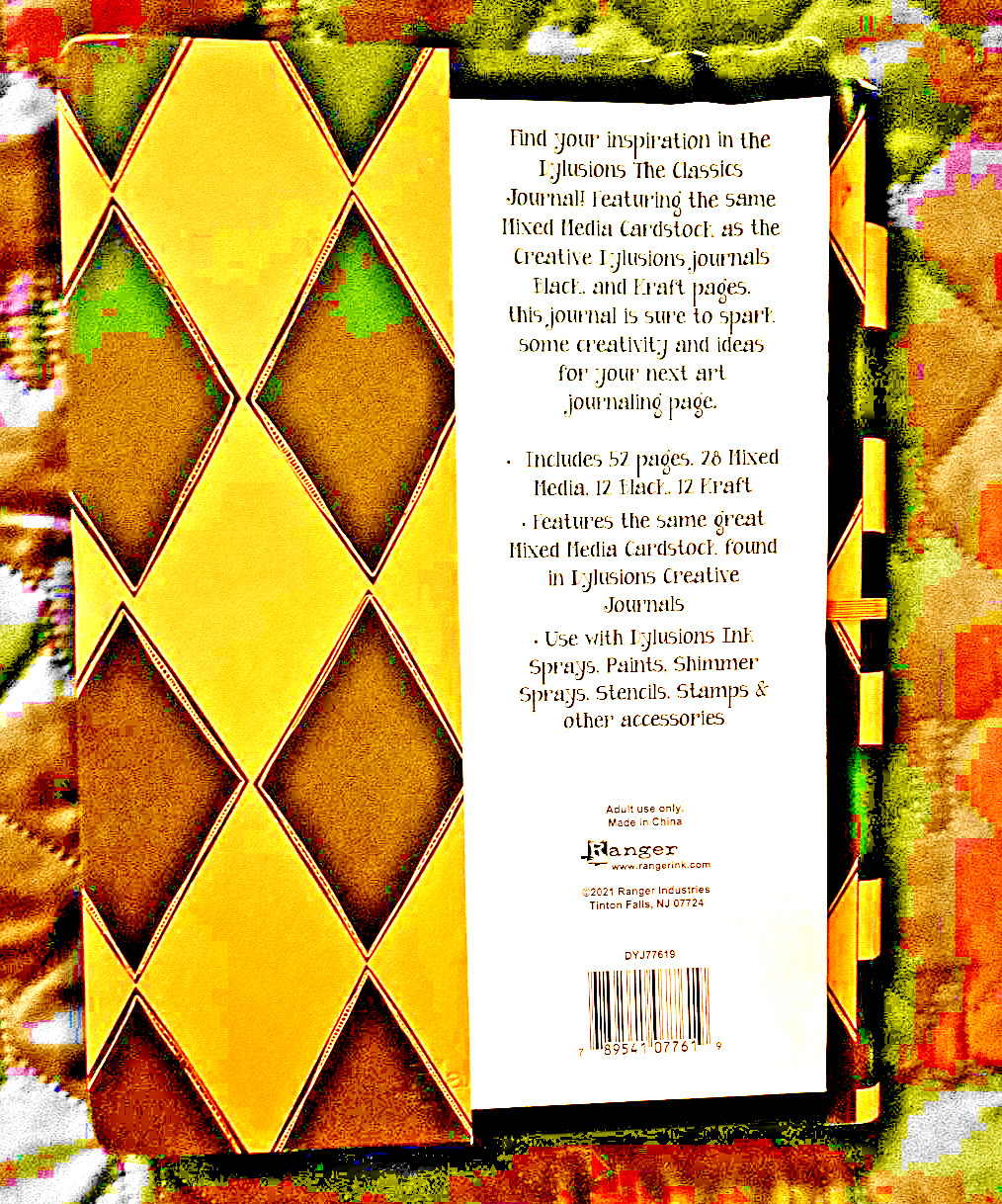 Dylusions Classics Journal 52 pgs. 28 Mixed Media. 12″ x 8″5/8 inches.
