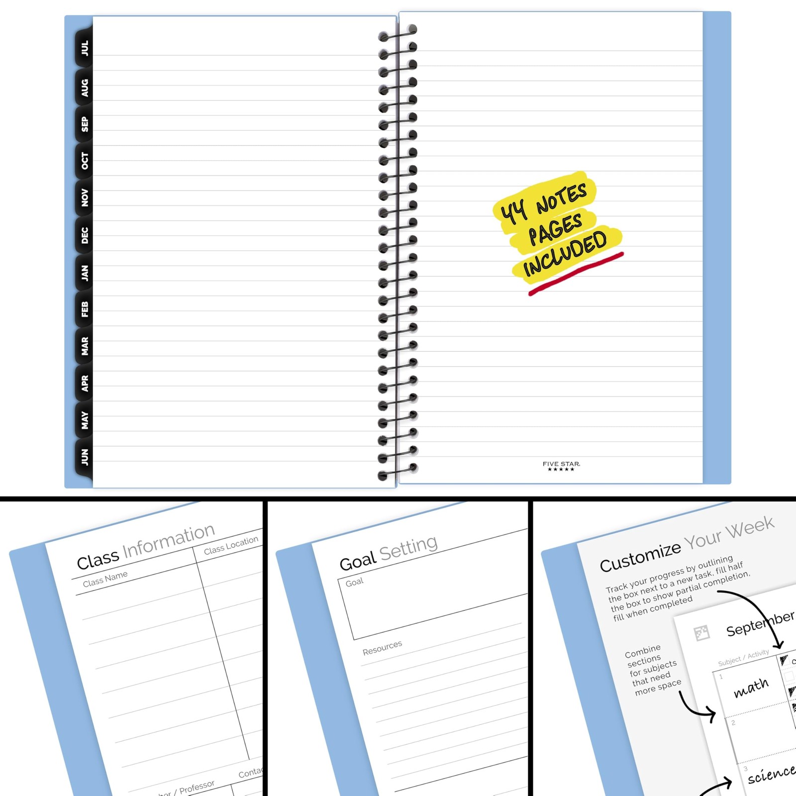 Five Star Planner 2026-2027 Weekly & Half Letter (5.5 x 8.5 inches), Blue