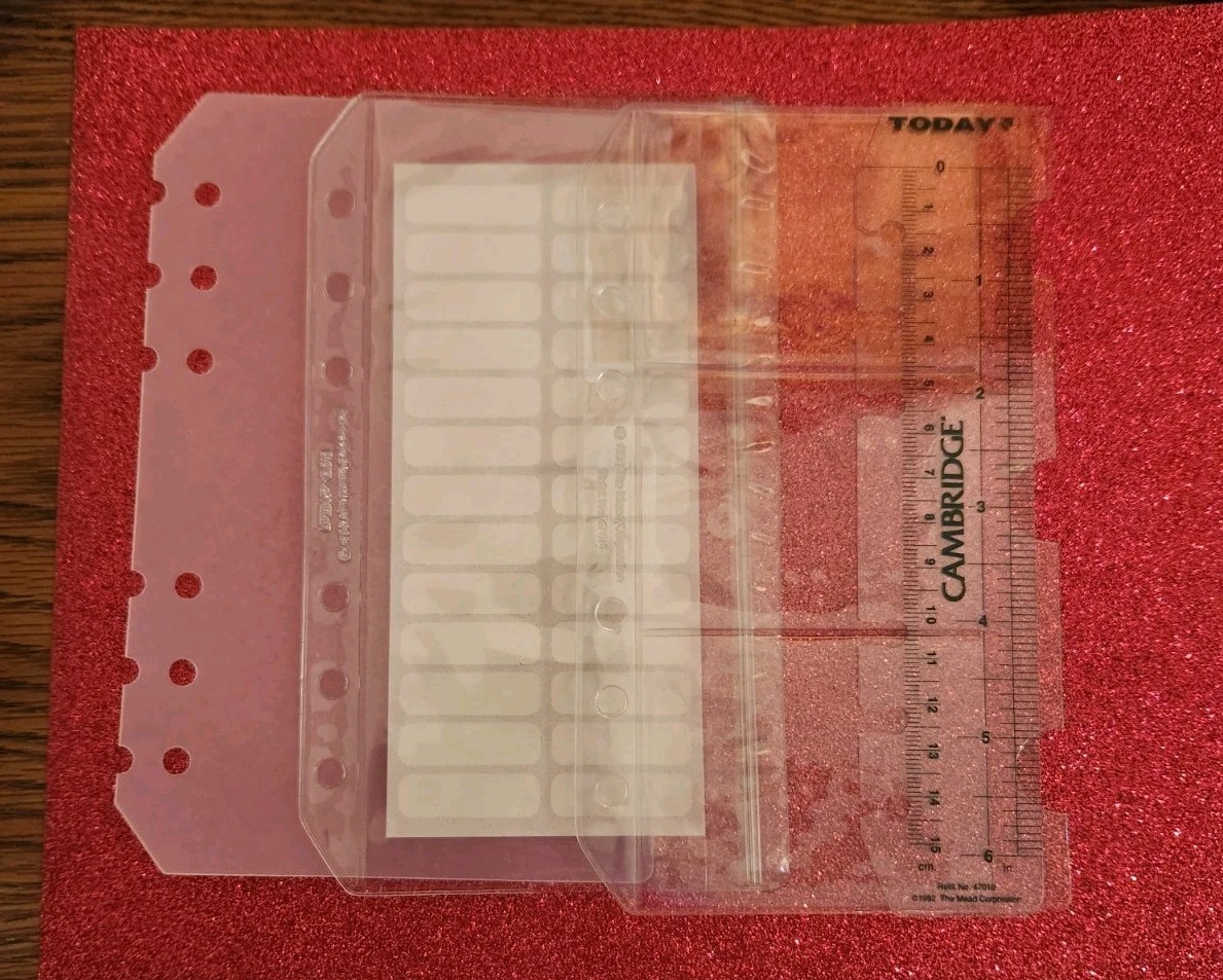 Discontinued PLANNER 6-Hole Punched RULER Zipper Pockets Bookmark Labels A6 NEW