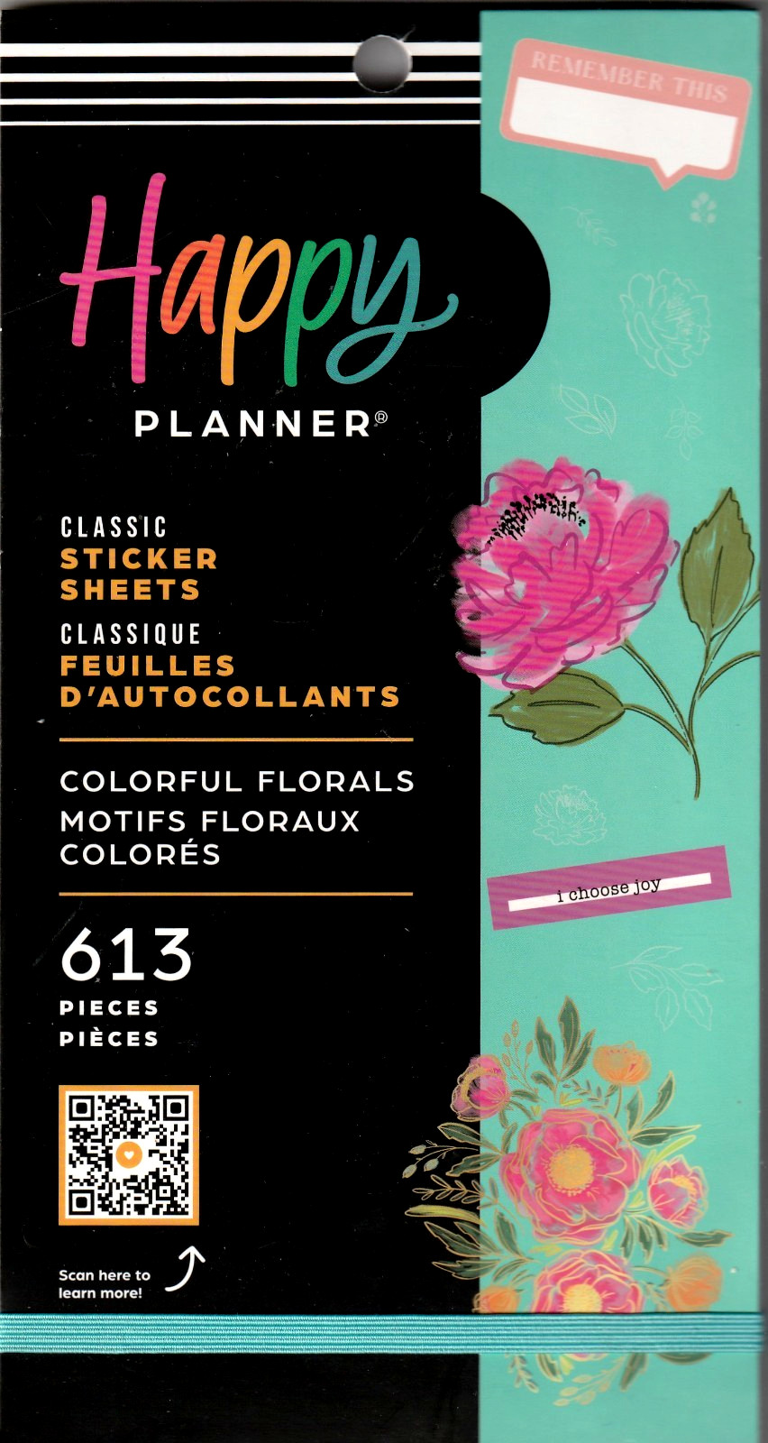 Happy Planner Colorful Florals Sticker Book – 30 Pages – 613 Pieces – NEW