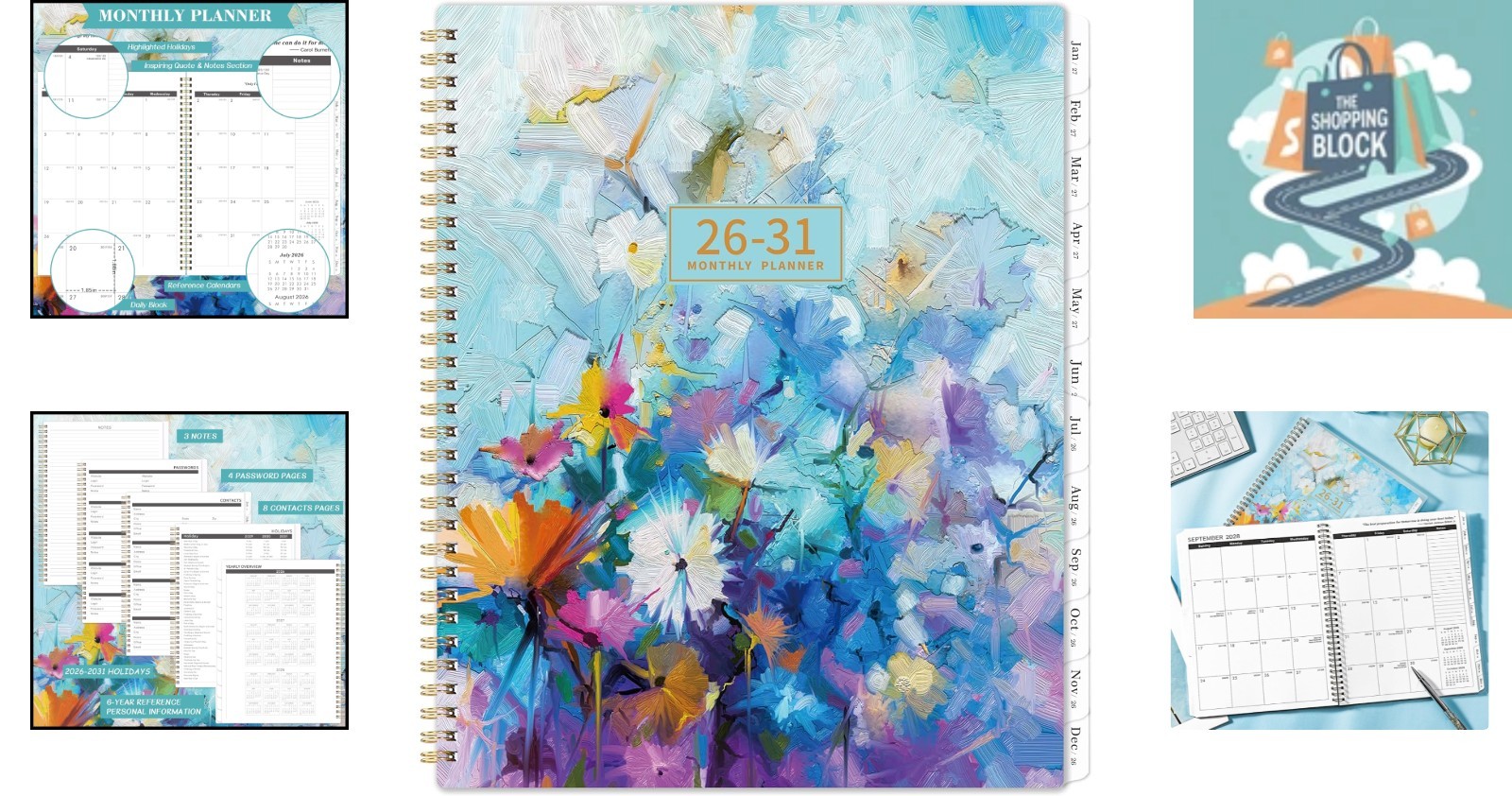 2026-2031 5- Monthly Planner, Waterproof Cover, 9×11, Multicolored