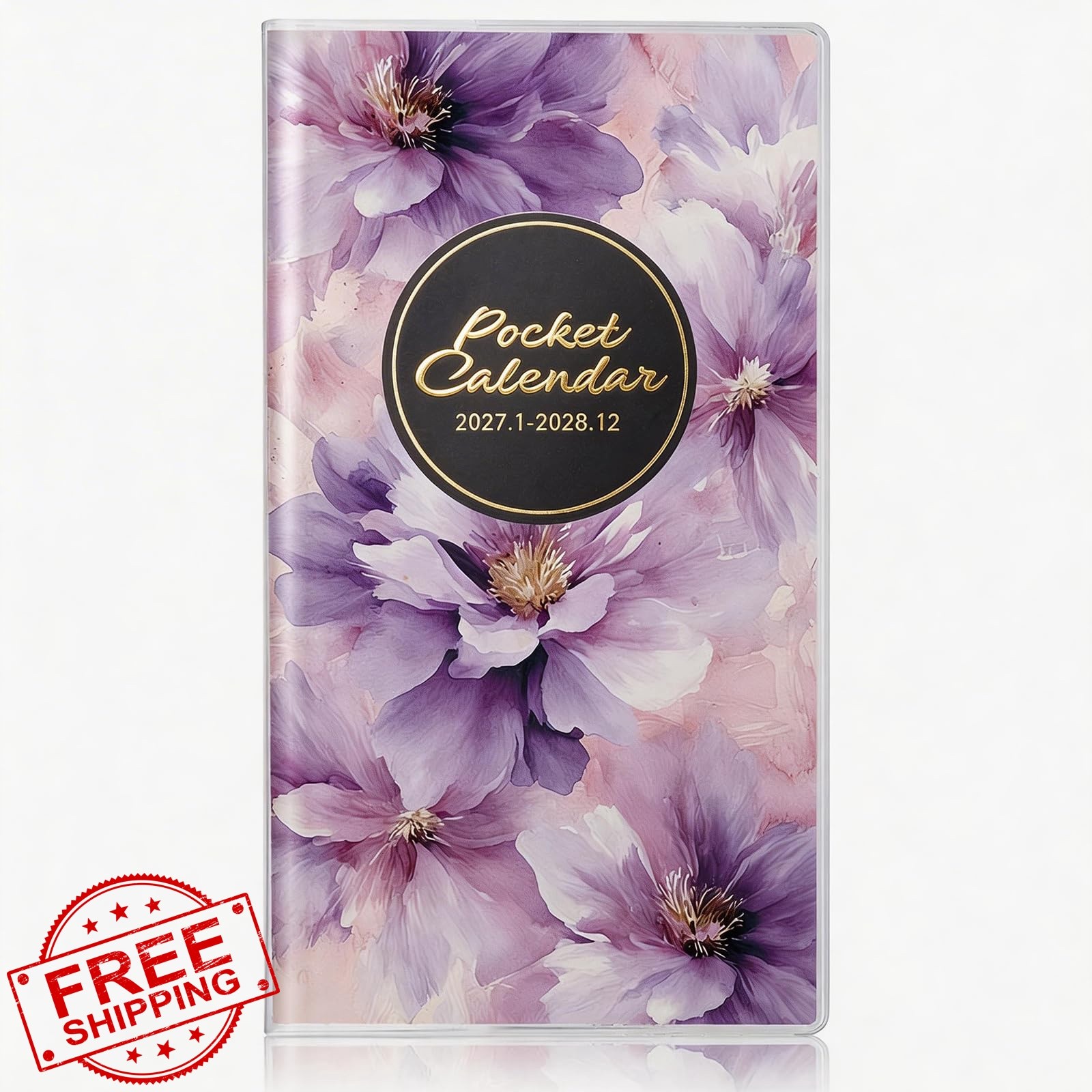 molekaus Planner Purple Flower 3.5×6.5In 2027-28
