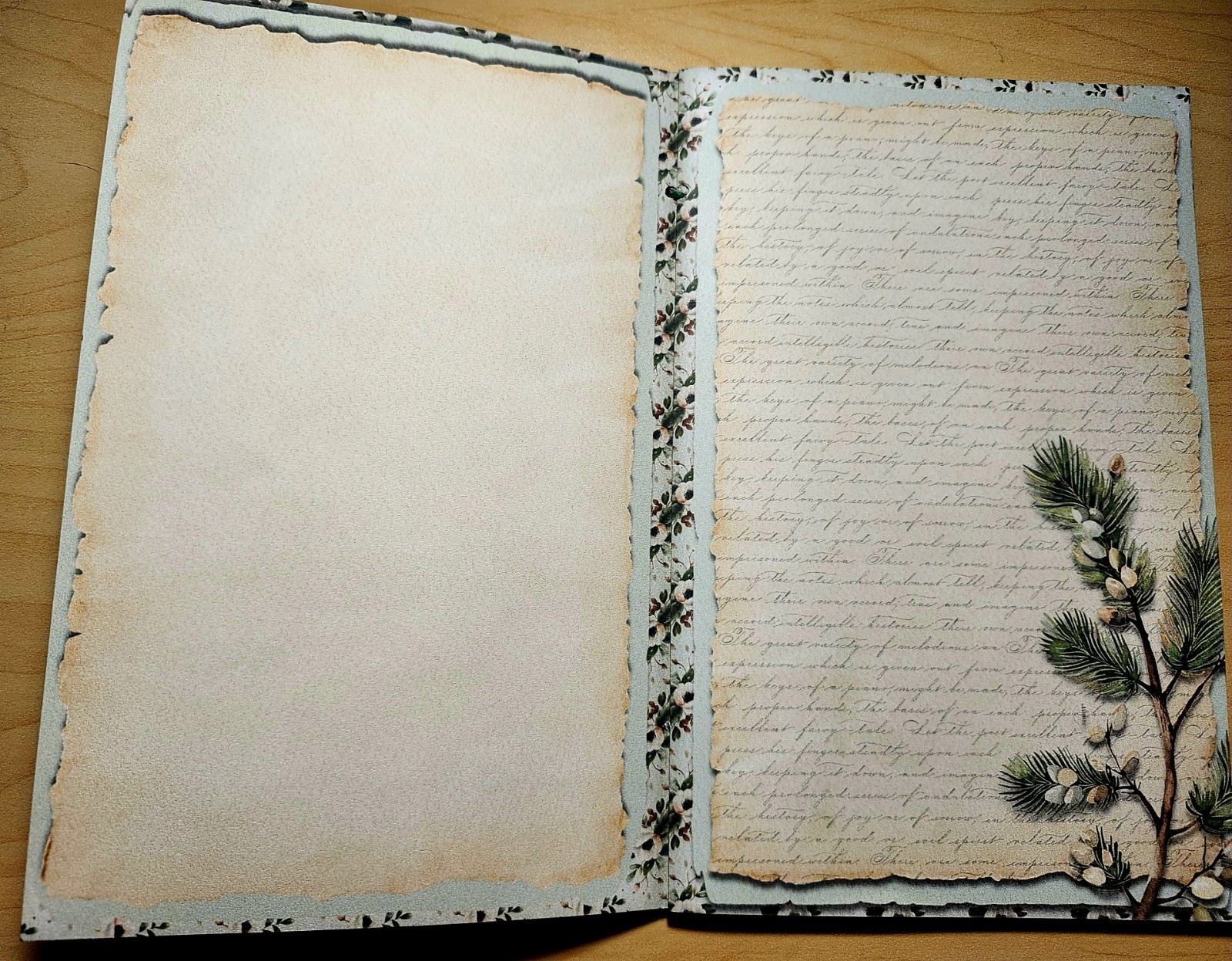 Junk Journal Blank Booklet “WINTER WONDER” Handmade Wildlife Lg 8.5″x5.5″ 40pgs
