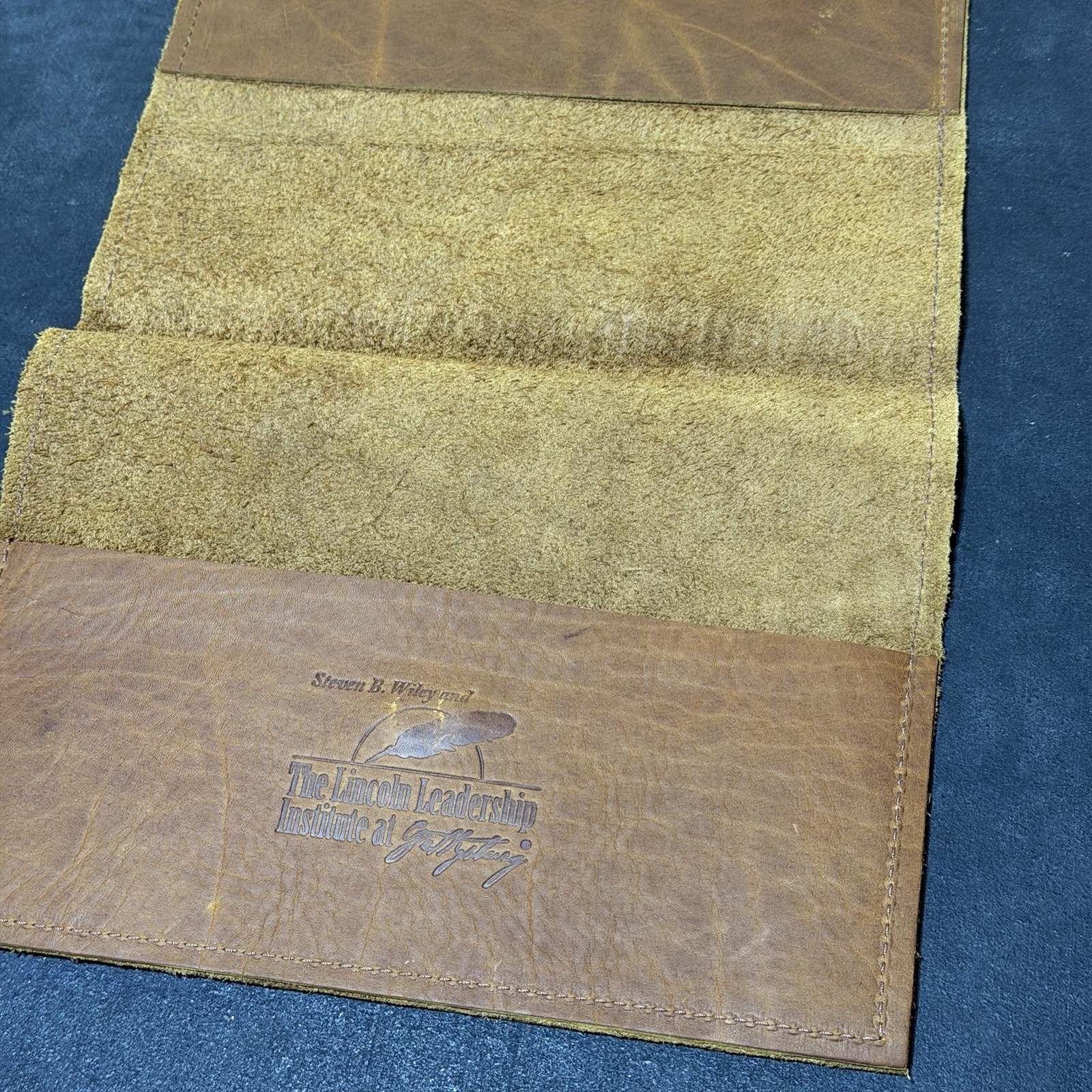 Leather Portfolio Padfolio Document Folder Brown Organizer Pad Holder Vintage