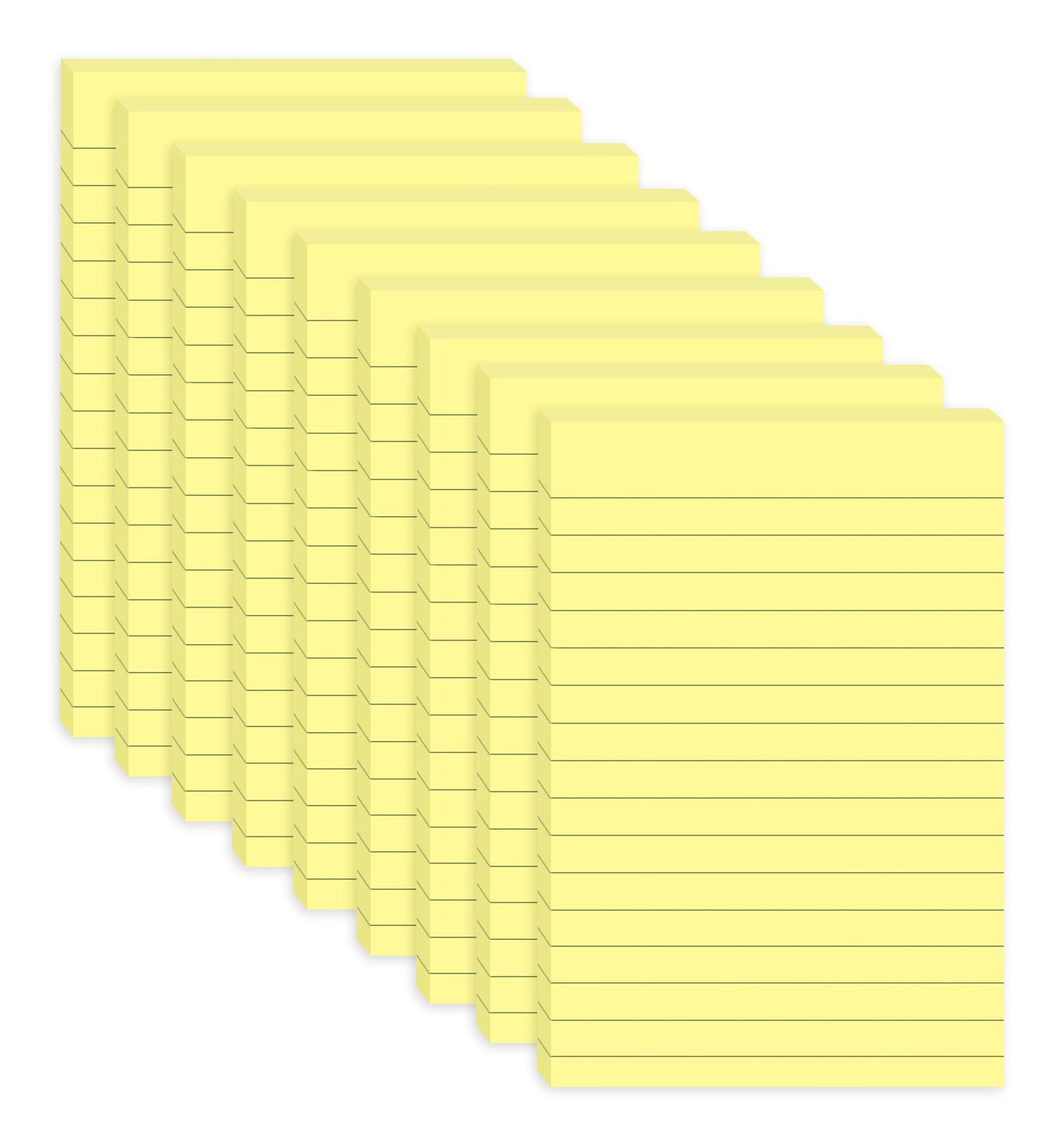 9 Pack Lined Sticky Notes 4×6 in Post, Yellow Large Notepads with Lines, Stro…