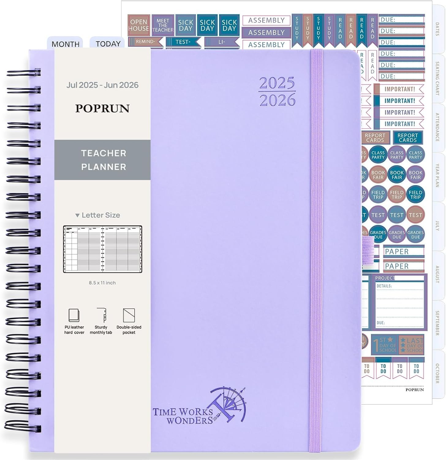 POPRUN Teacher Planner 2025-2026, (Letter Size – 8.5” x 11”) Academic Lesson P