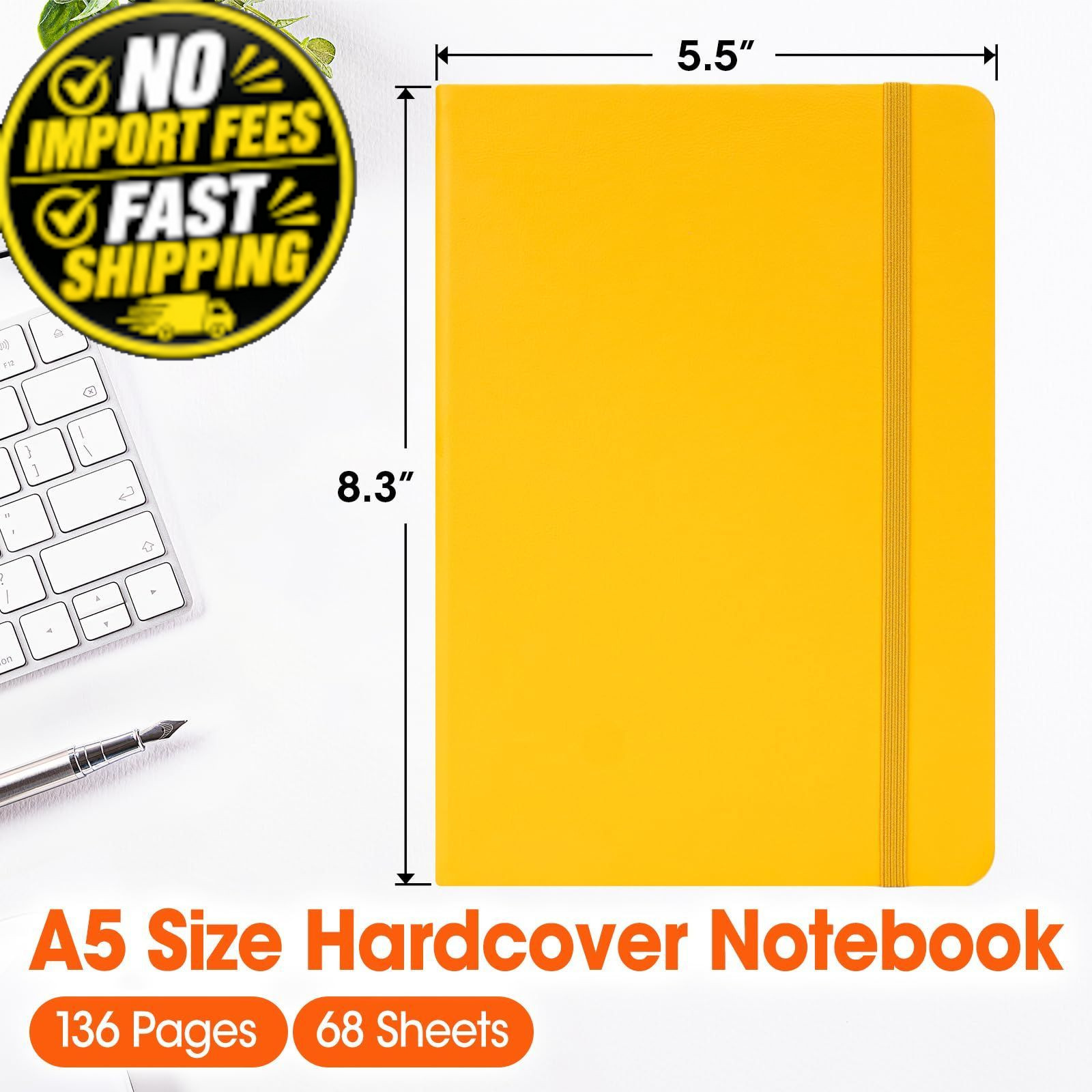 BGUP 8 Pack Lined Journal Notebook for Work, A5 Hardcover (5.5″ x 8.3″), C-8P