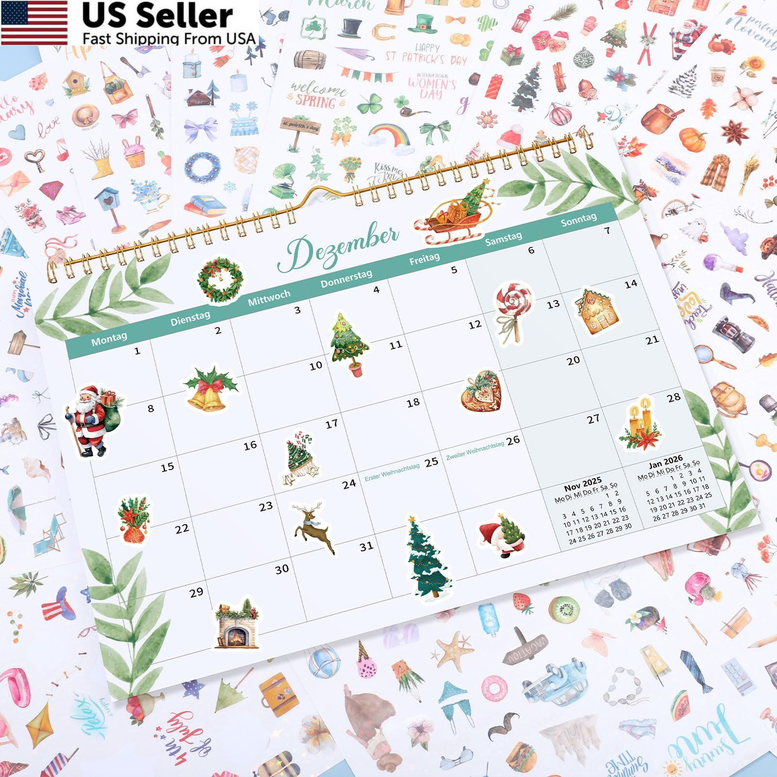 BESARME Planner Stickers with Glittery Film, 1000+ Scrapbook Colorful