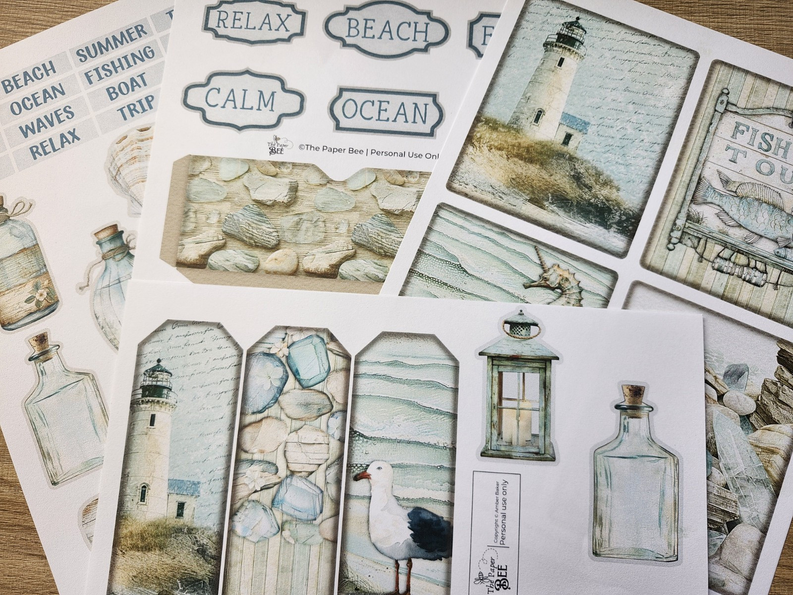 Junk Journal Booklet “BEACH HOUSE” HANDMADE Beach Ocean Sea Vacation 6″x9″ 40pg