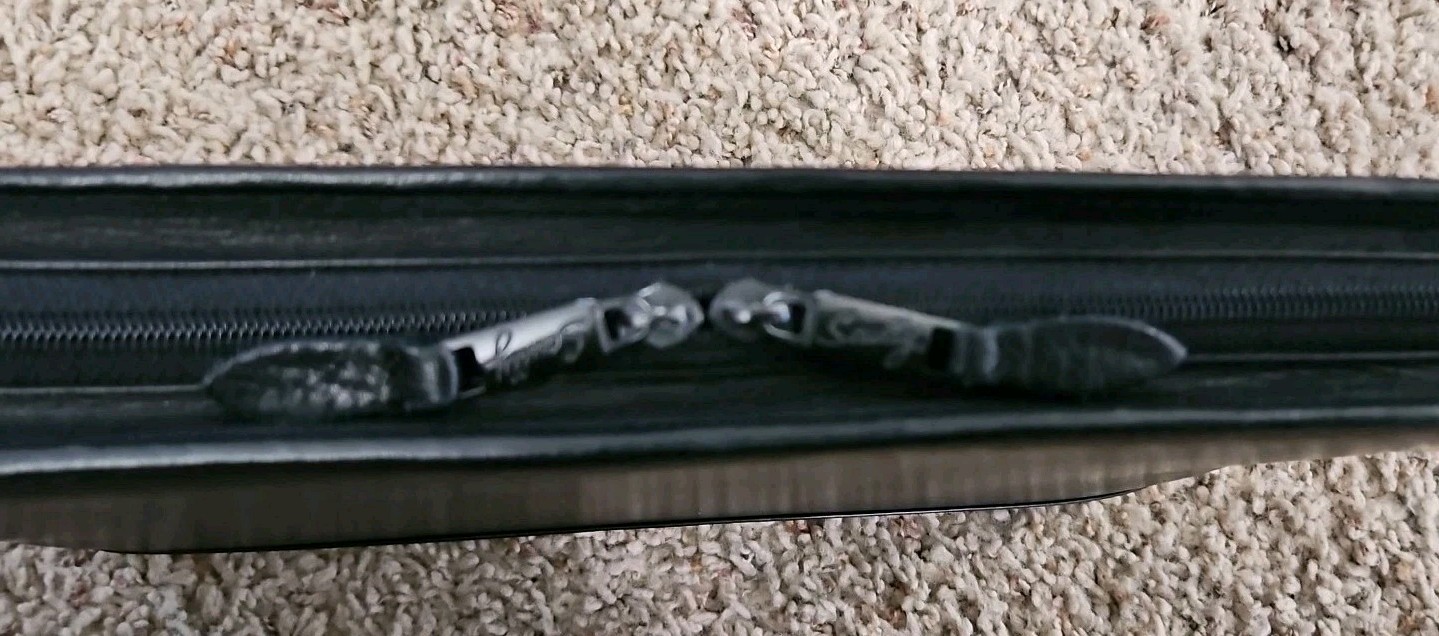 Vintage Scully BLACK LEATHER 10″ x 13.5″ 3-Ring Zip Binder Folio Slots/pockets