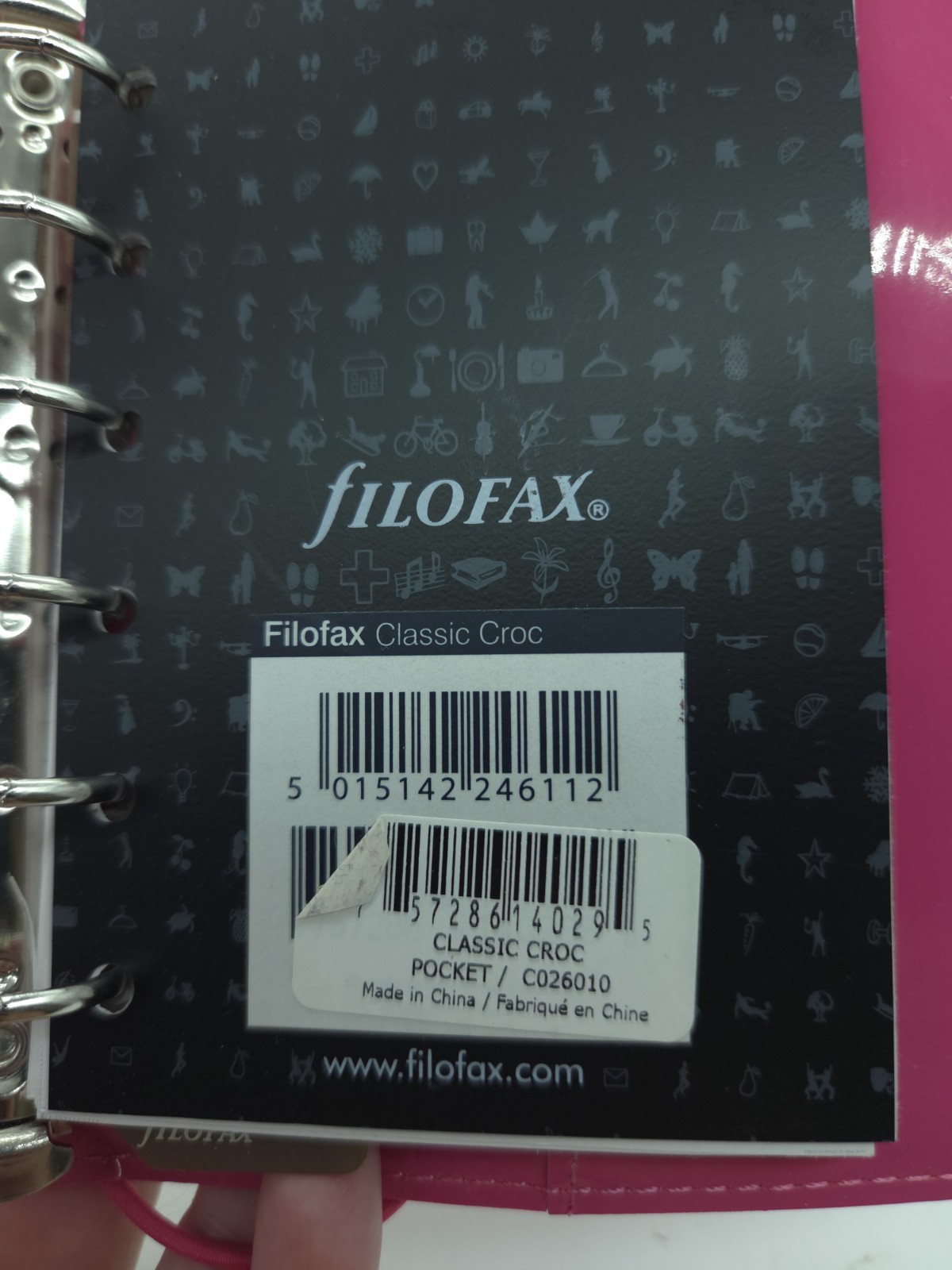 Filofax Domino Patent Pocket Hot Pink Organizer Planner