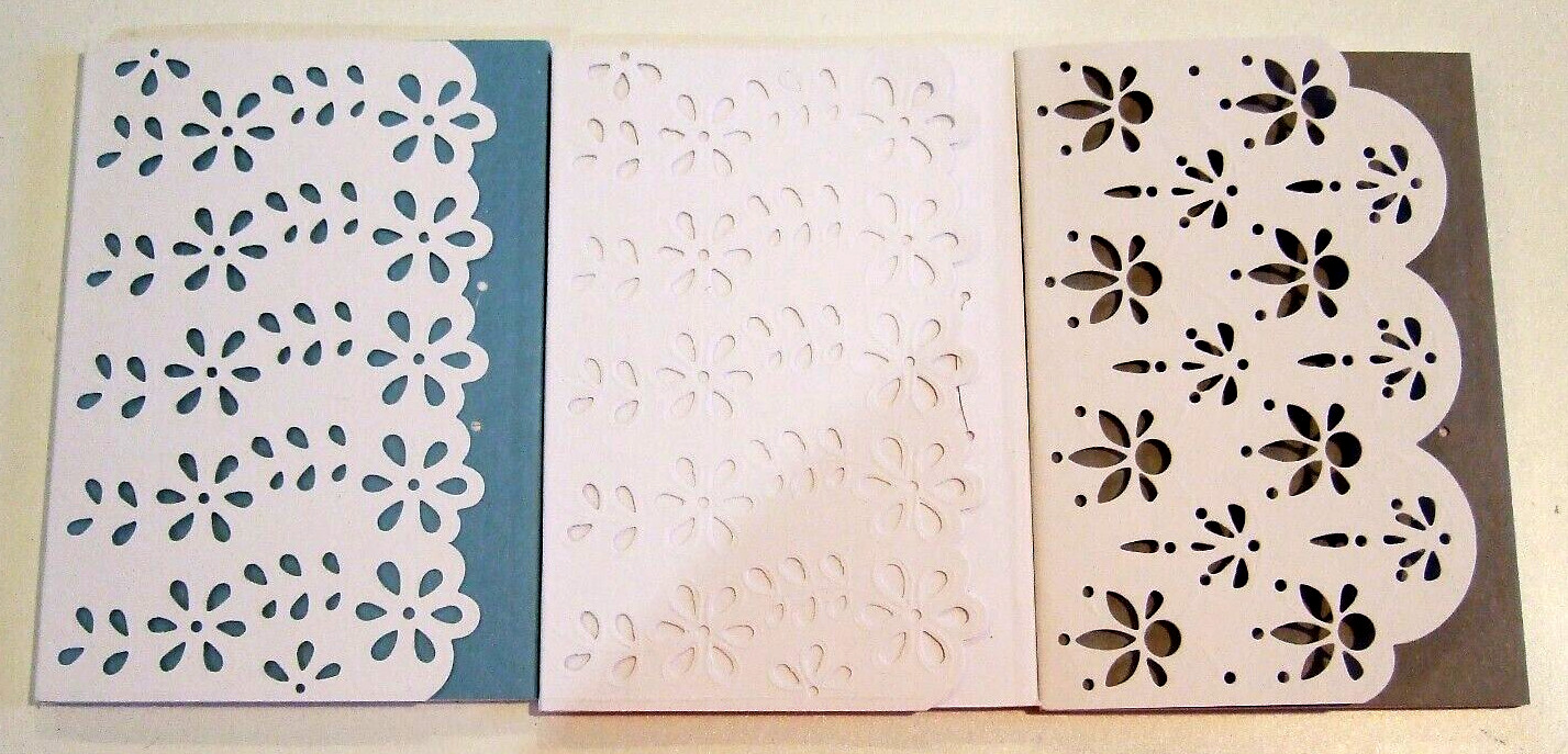 Lot of 3 Floral Heavy Cardstock Covered Lined Tri-Fold Journals – NEW (#8)