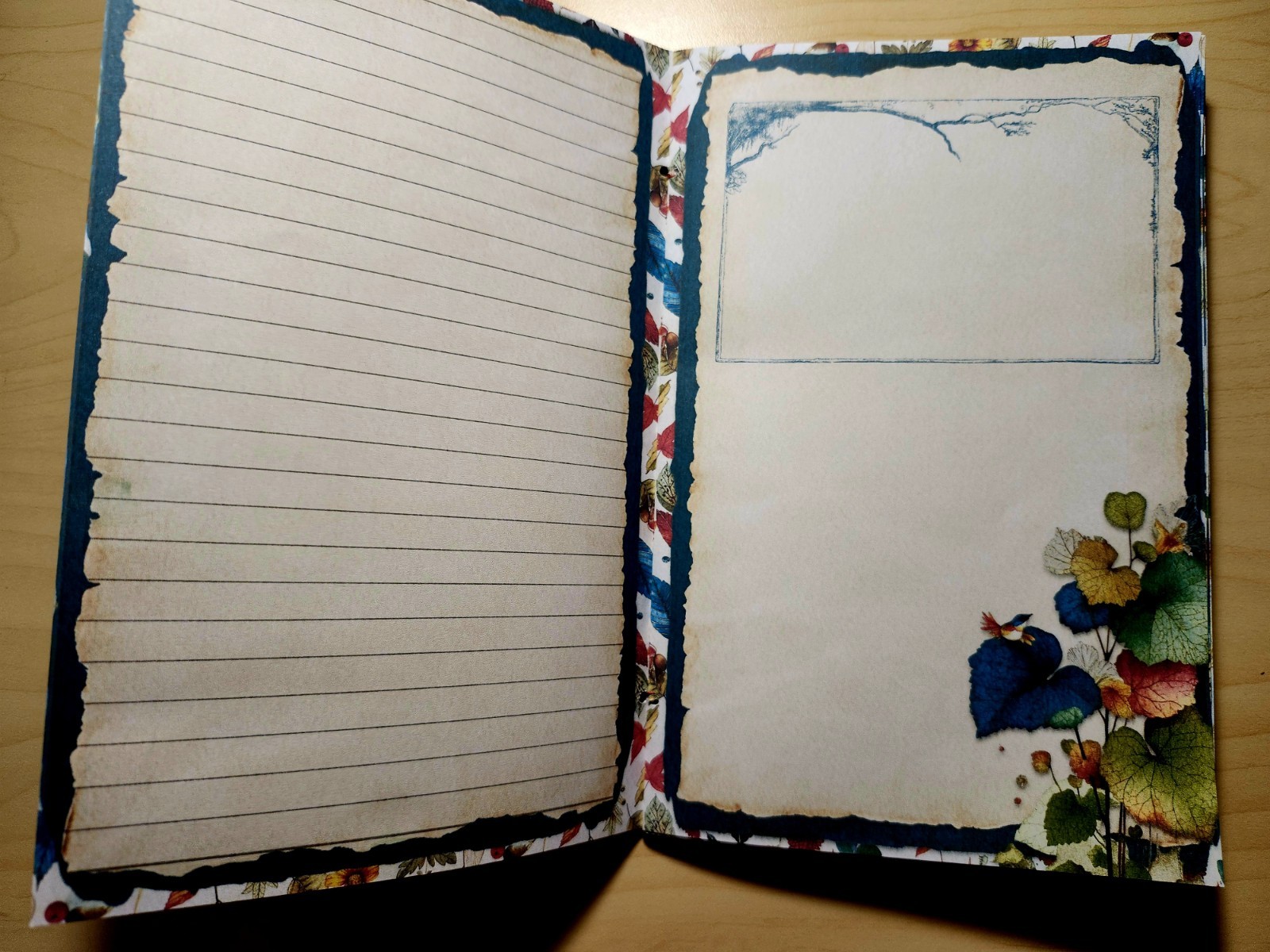 Junk Journal Booklet “FOLKLORE” Handmade Botanical Wildflowers Lg 8.5″x5.5″ 40pg
