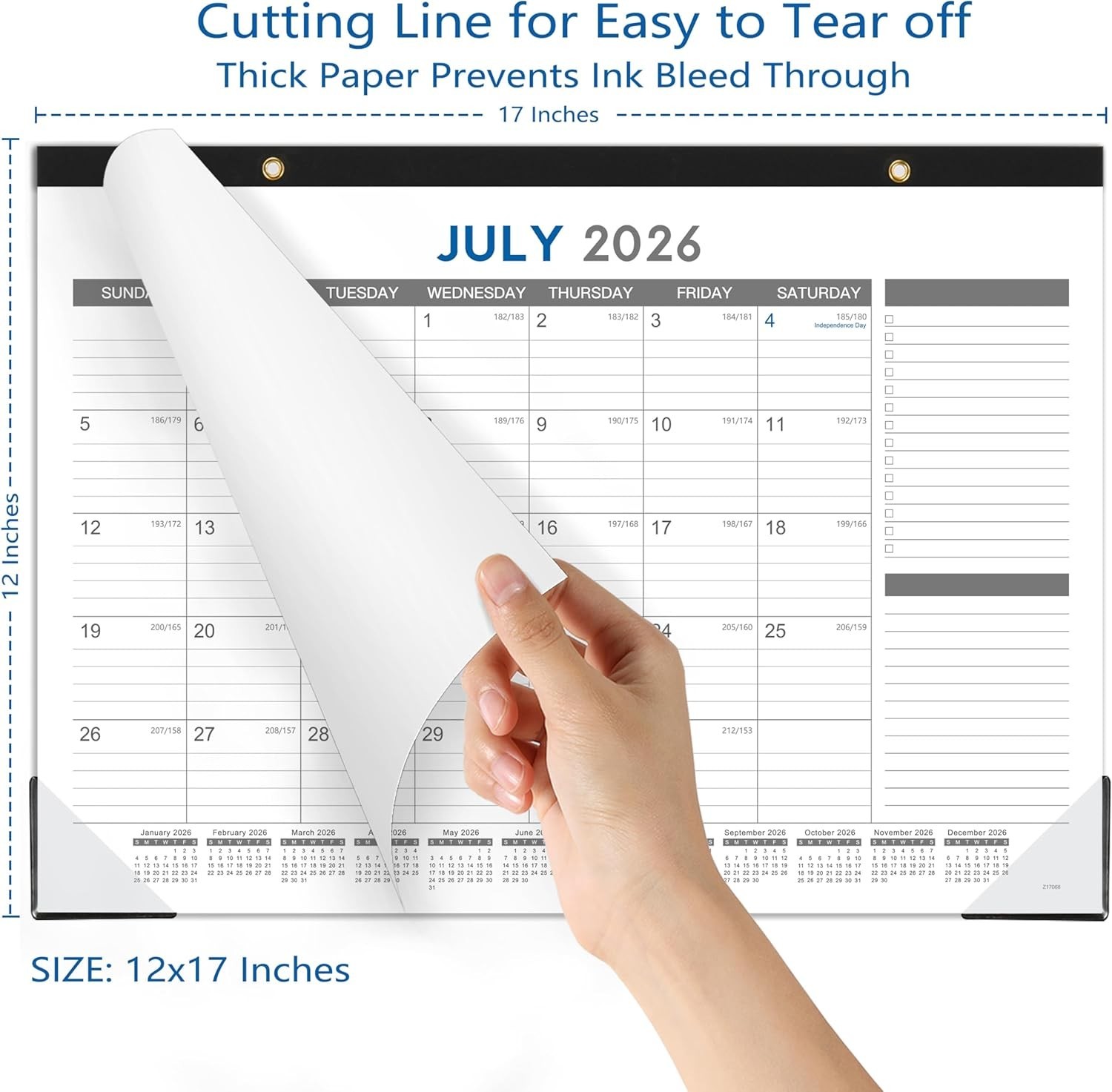 2026-2027 Desk Calendar – July 2026 – Dec 2027, 18 Months 17″ x 12″, black
