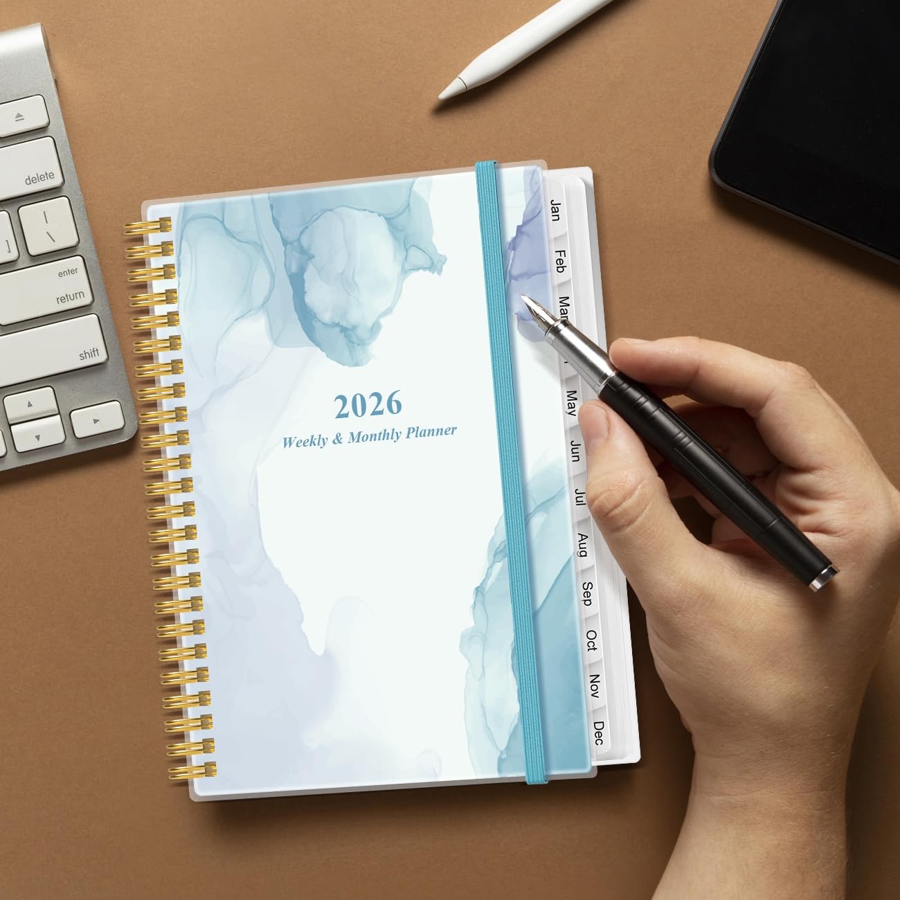 2026 Planner – 2026 from January 2026 – 6.4″ x 8.5″, Blue Watercolor