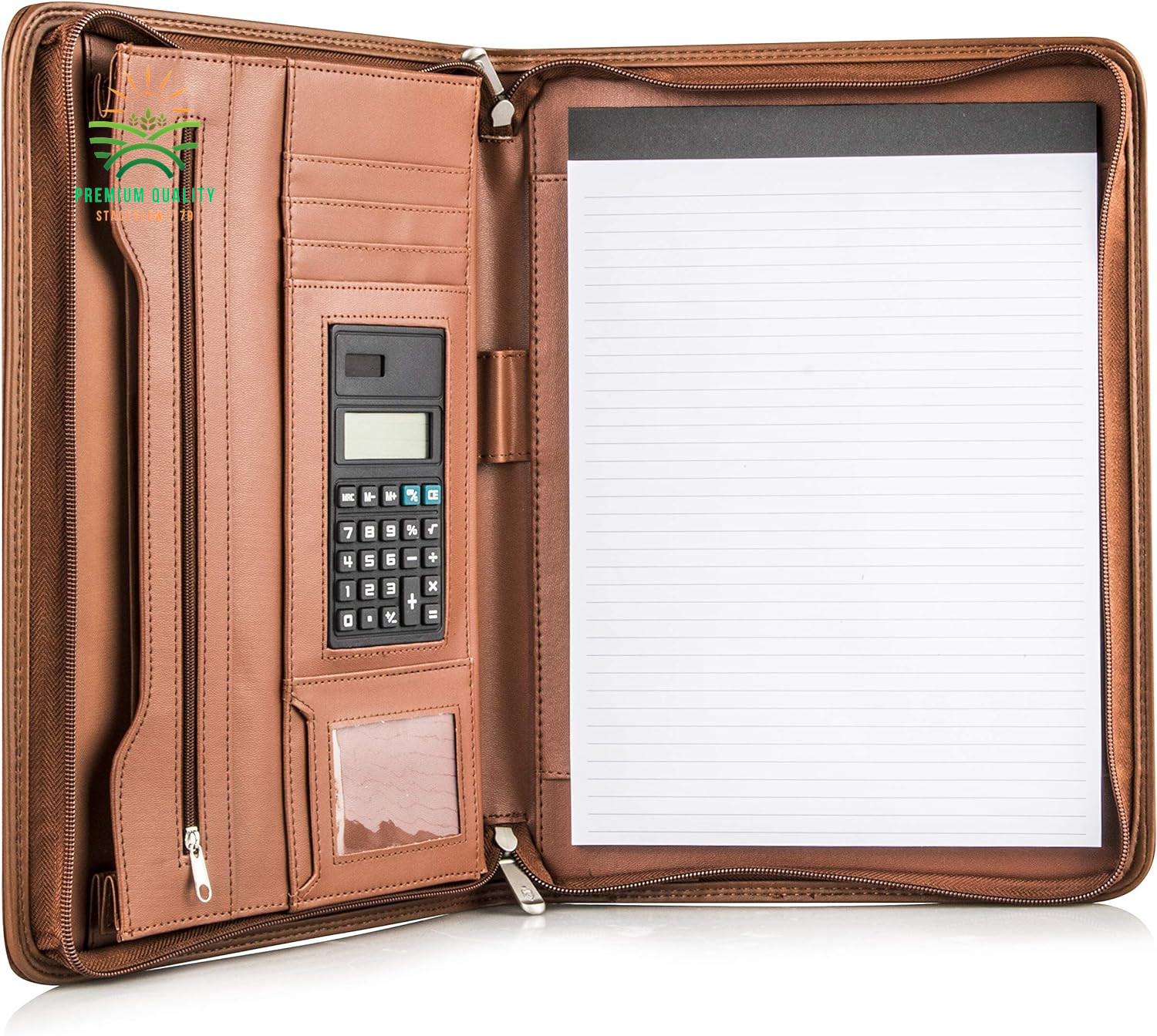 Padfolio Business Leather Portfolio Zippered Notebook Binder Office Organizer 10