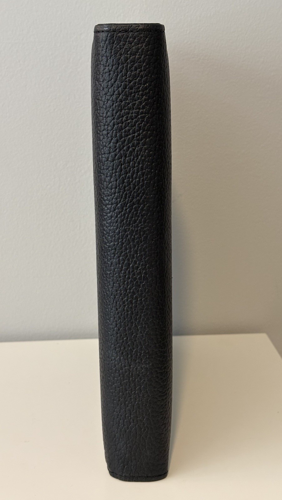 Vintage Day Timer Planner Binder Cover Black Pebbled Leather 7-Ring Memo Pad