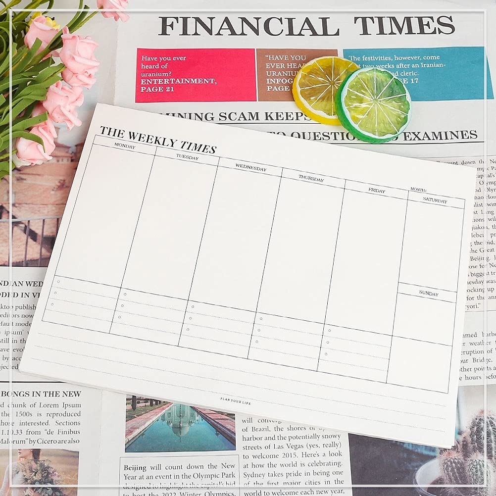 60 Sheets Weekly Pad, Tear Off Weekly Planner Notepad with Daily Schedule Weekly
