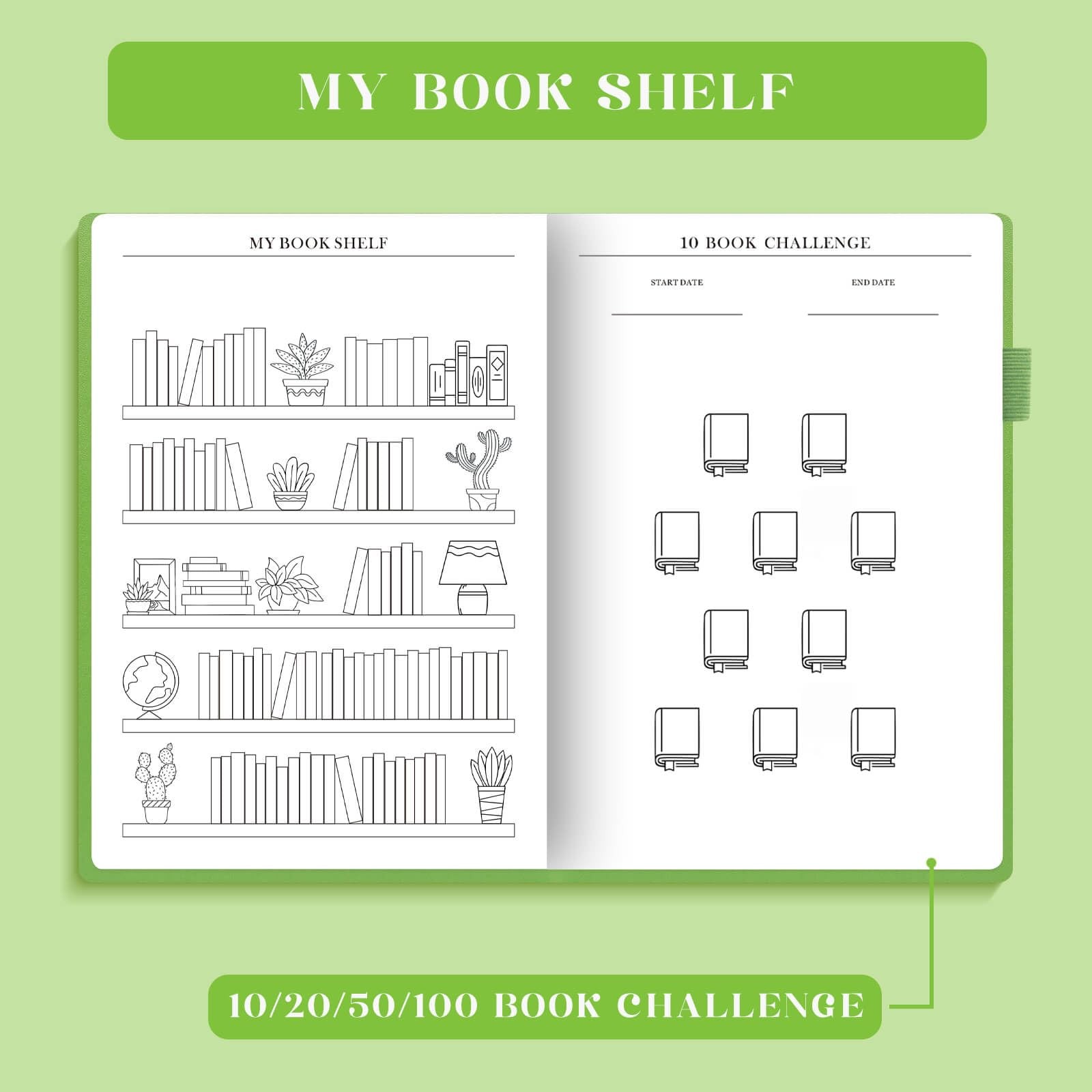 Reading Journal, Olive Green, 110 Book Reviews, Elegant, Book Lovers, Log