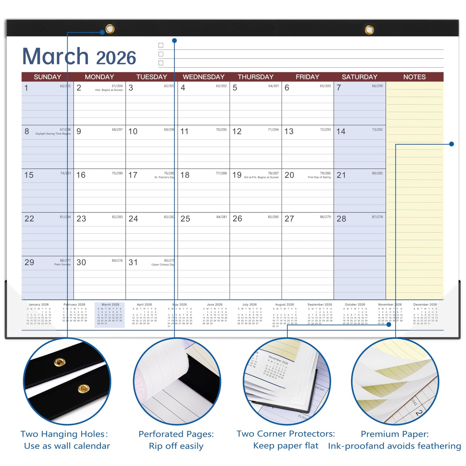 Desk Calendar 2026-2027 – 17″ x 12″ Desk Calendar 2026-2027, Mar. 2026 – Aug….
