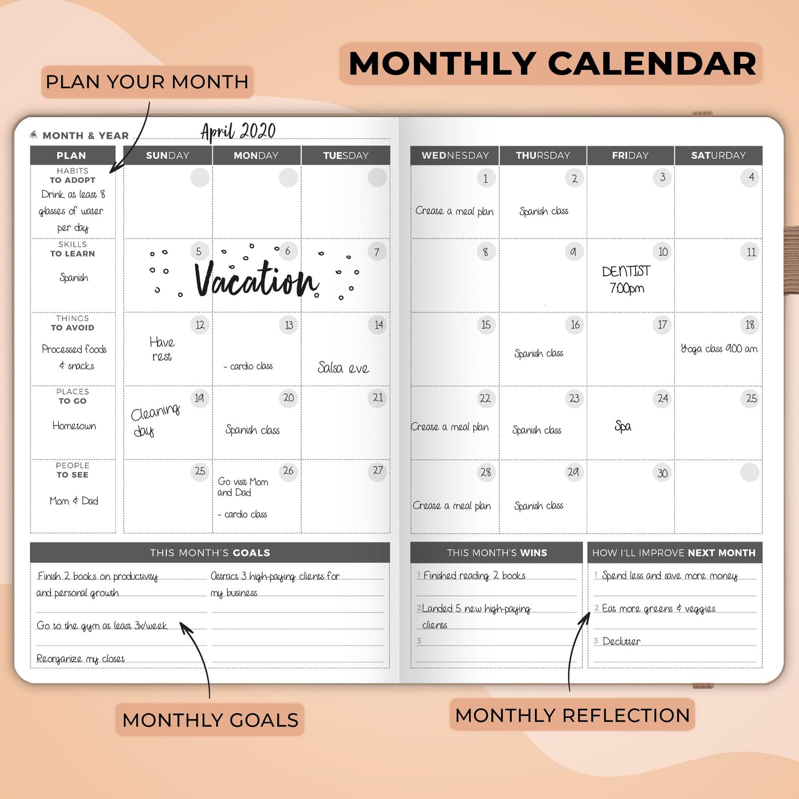 Clever Fox Planner – Undated Weekly & A5 (5.8″ x 8.3″), Pearl (Undated)