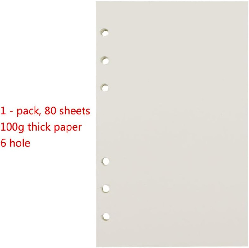 6-Ring A6 Binder/Planner Refill Paper, 6 Hole,6 3/4 X 4 1/8 Inches Refillable