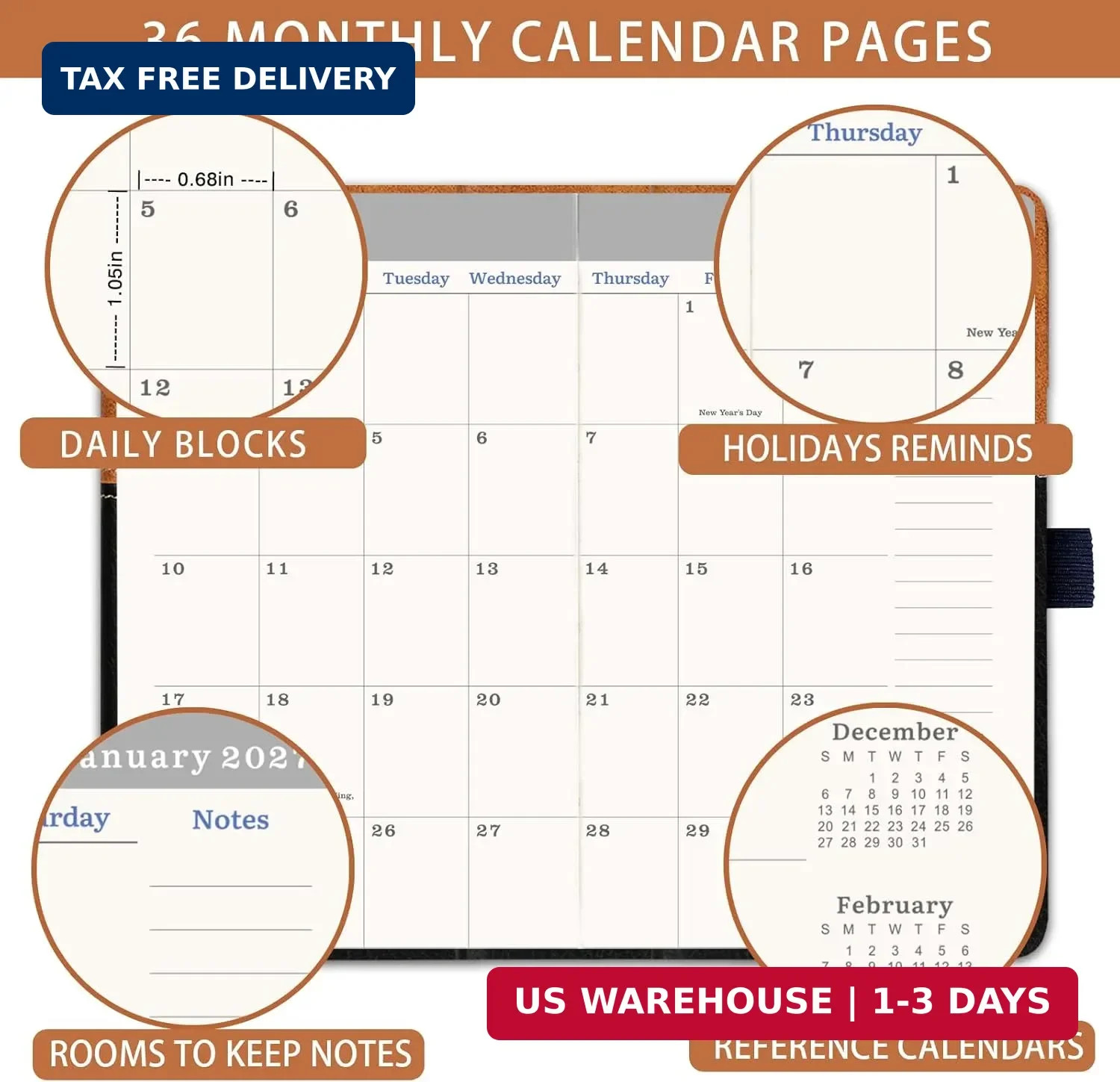 2026-2029 Pocket Calendar/Planner – 3 Year Monthly Pocket Calendar 2026-2029, fr