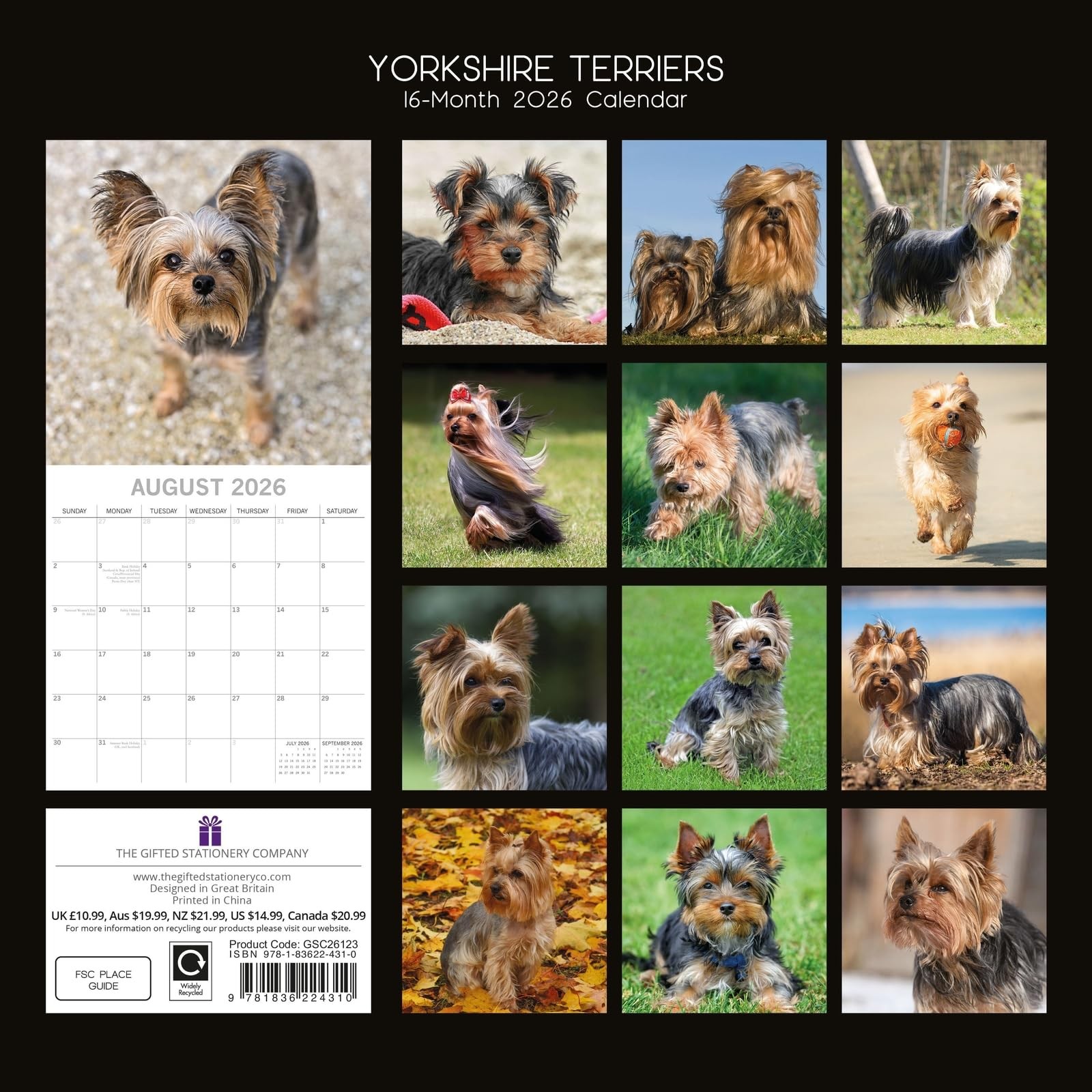 The Gifted Stationery Square Wall Calendar – Yorkshire Terrier Design & 2026…
