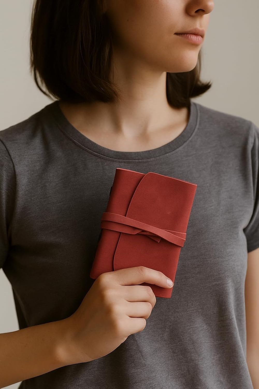 Elegant Red Leather Journal 4.8×6.5 Inches – Vintage Mini Notebook for Writers