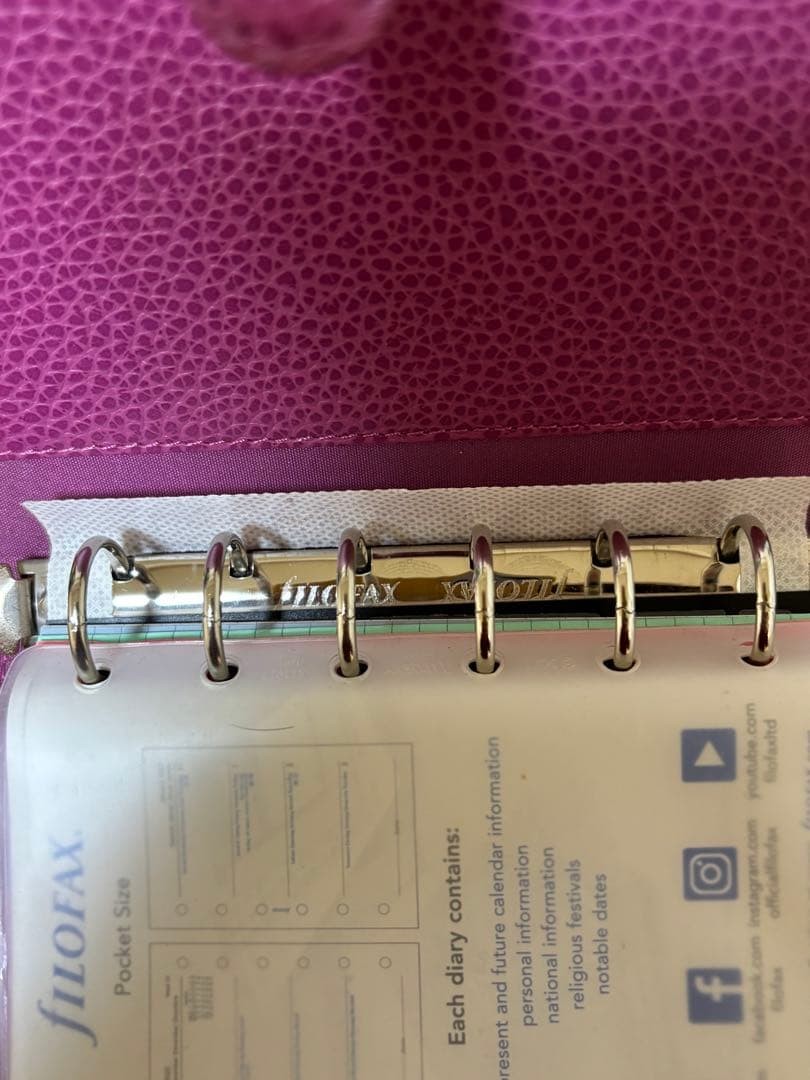 Filofax A6 Light Pink Leather Planner Organiser 6 Ring Zipper Pocket