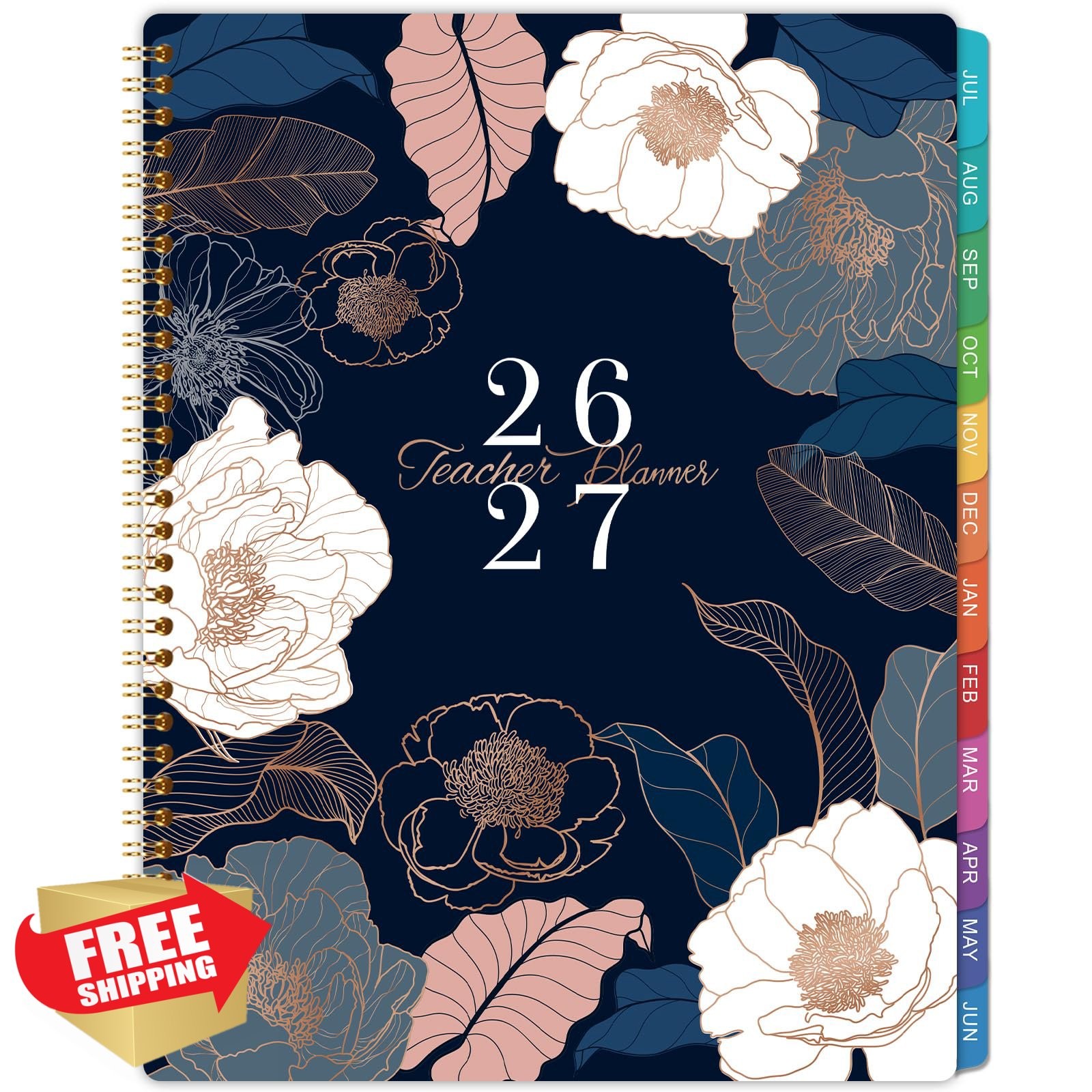 Teacher Planner 2026-2027 Weekly Monthly Lesson Plan Book 11×8.3 Engraved Floral
